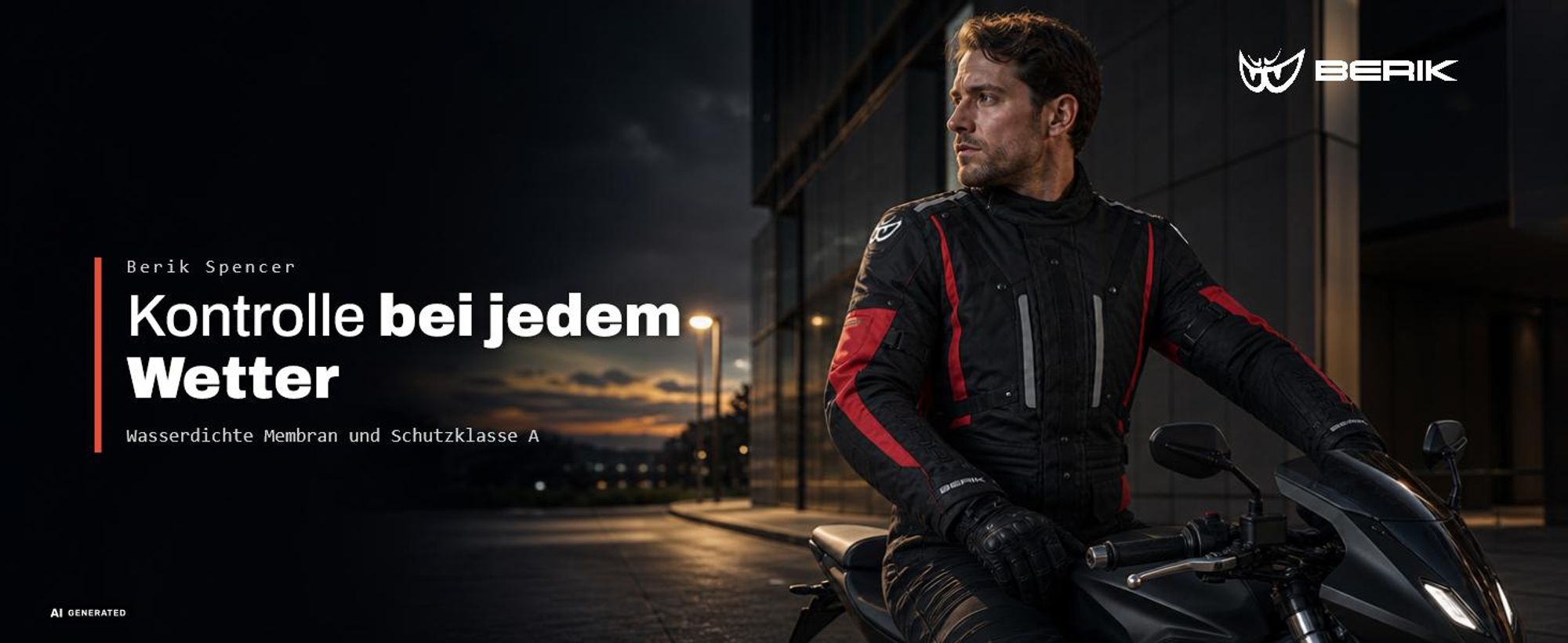 Berik Spencer wasserdichte Motorrad Texiljacke, schwarz/gelb, 56