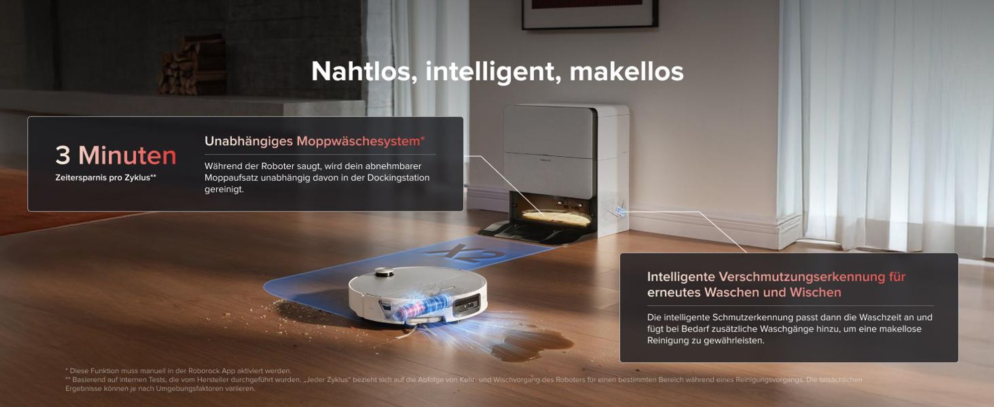 Roborock Saros 20 Sonic Staubsauger Roboter, 36.000 Pa Saugroboter mit Wischfunktion, Dual Anti-Tangle System, 7,98cm Ultra-Slim Design (Weiß)