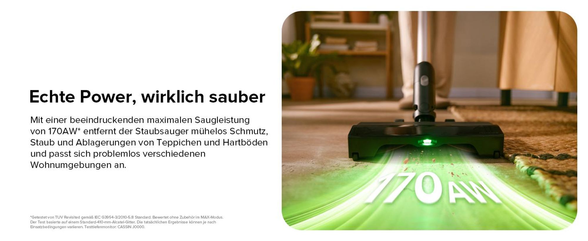 Roborock H60 Pro Handstaubsauger, Akku-Staubsauger 170AW  Saugleistung, 80 Min Laufzeit, 90° flexibles Saugrohr, LED, Anti-Tangle-Bürste für Teppiche