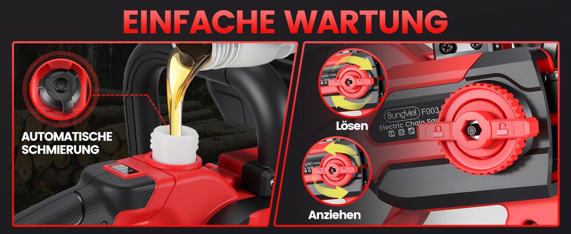 Kettensägen mit Akku , 1200W , 29.000 U/min,Kettensäge 8000mAh, 12 zoll Elektro-Kettensäge 2 Akkus 4000mAh, Kettensäge 2 Ketten