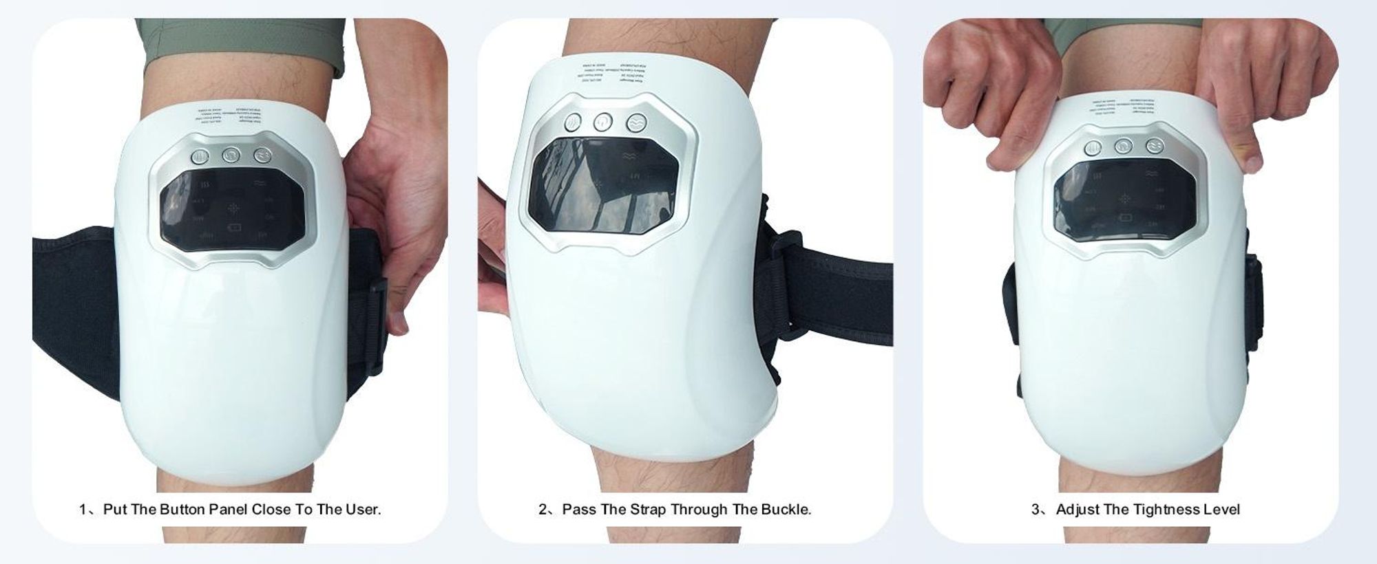 Knie Massagegerät mit Wärme & Rotlicht, 2000mAh Akku, 3 Temperaturstufen,Vibration, LED-Touchscreen, ideal für Gelenkschmerzen & Arthrose