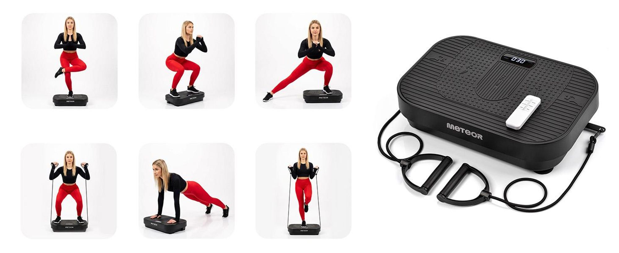Kompakte Vibrationsplatte Meteor für Ganzkörpertraining – Anti-Rutsch, 160 kg Max. Last, ideal für Muskelstärkung & Fettabbau