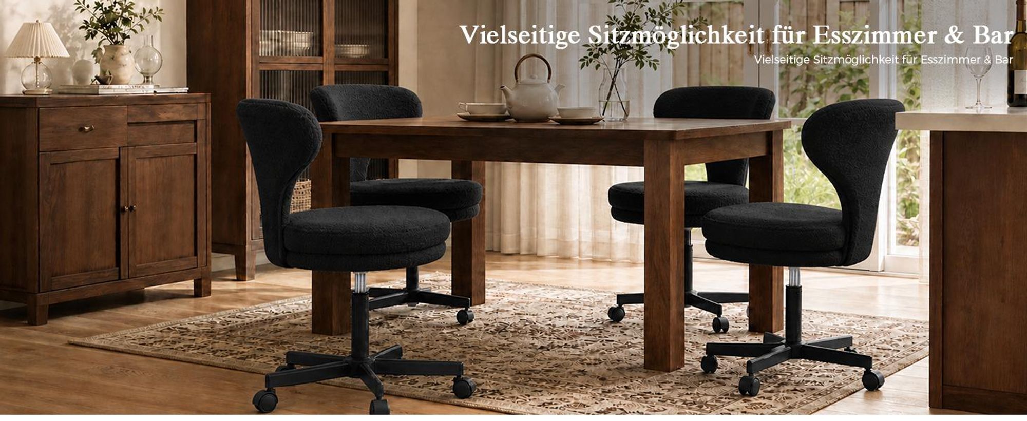 COMHOMA Schminkstuhl mit Rollen, Schminkstuhl mit Umschließender Rückenlehne, Höhenverstellbarer Drehstuhl, Niedlicher Bürostuhl für Schlafzimmer,Home