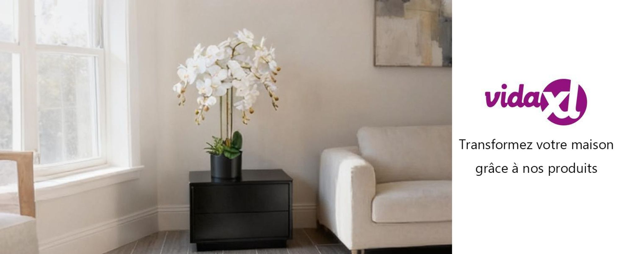 vidaXL Orchidée artificielle avec pot 75 cm blanc