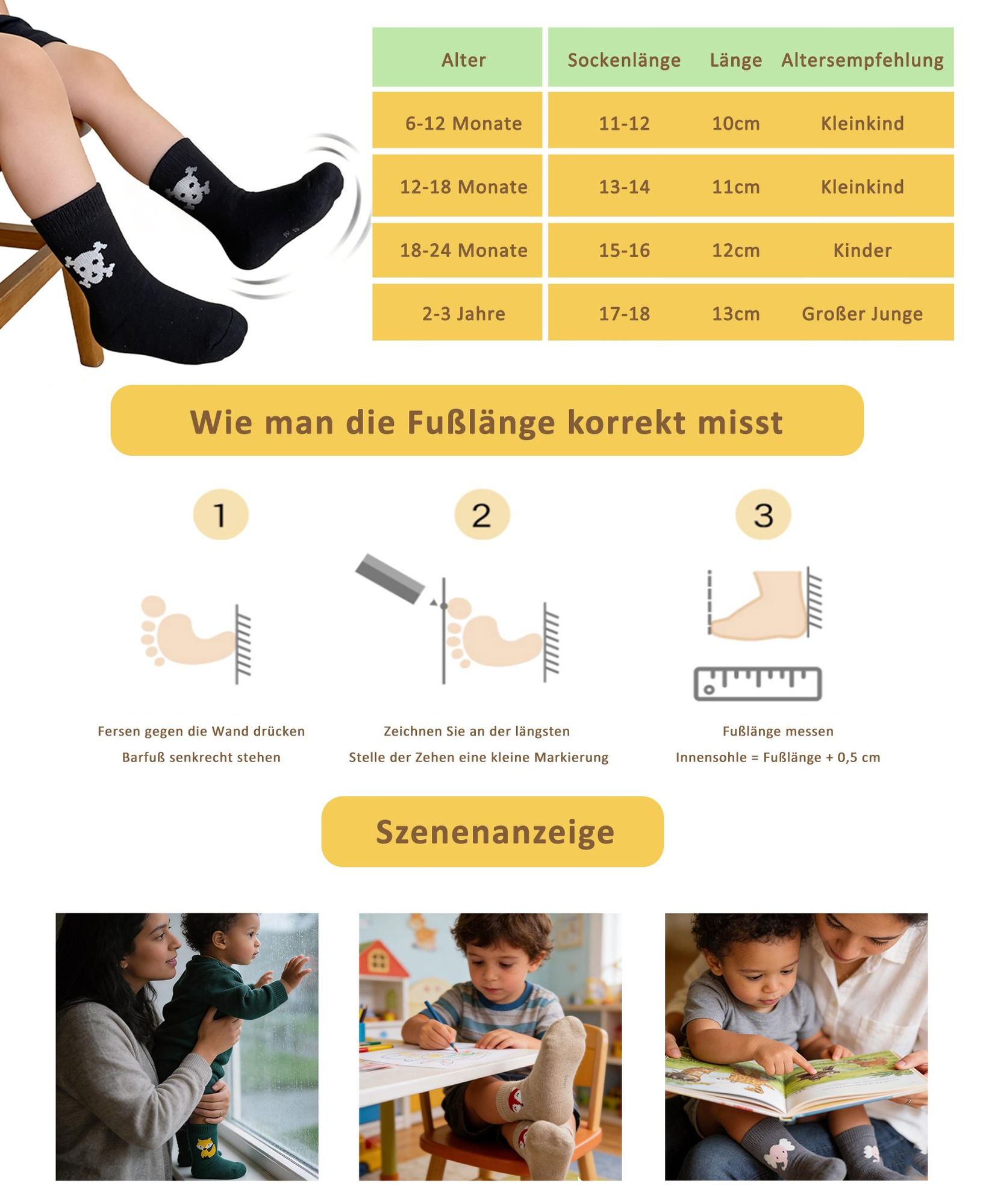 YALION 9 Paar Kinder Jungen Mädchen Baumwolle Babysocken Haussocken Thermosocken,Schweiß  Atmungsaktiv und Elastisch (18-24 Monate)