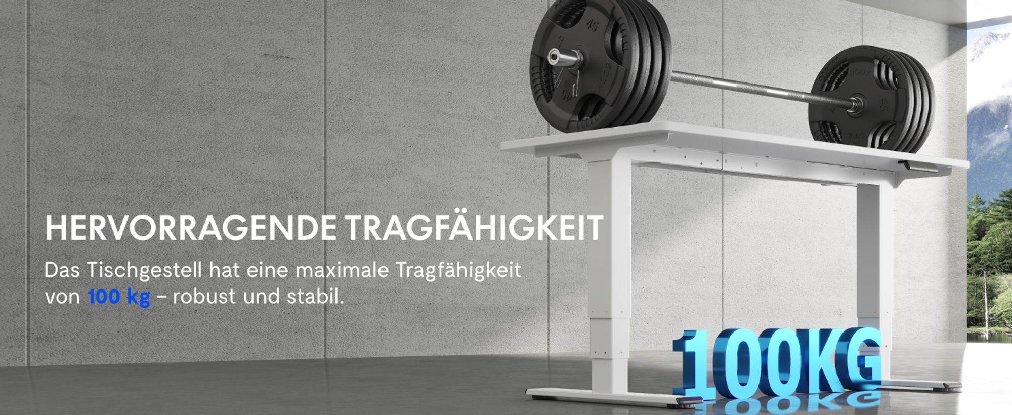 FLEXISPOT EC5-Lite Elektrisch Höhenverstellbares Tischgestell, Doppelmotor, 3-stufige Beine, 100kg Tragkraft, 4 Speicherplätze, Kollisionsschutz, Weiß