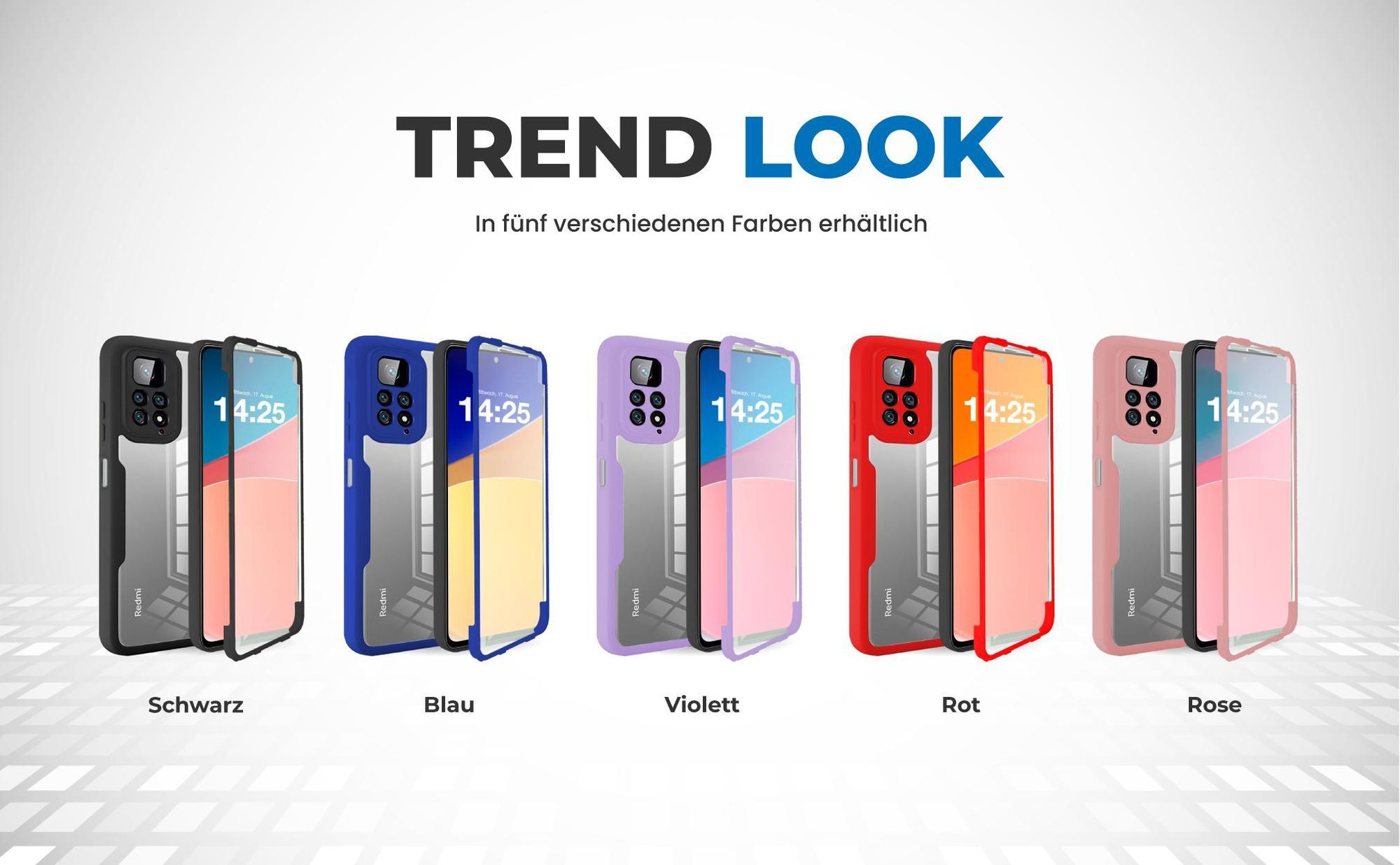 360 Grad Cover Front Back für Xiaomi Redmi Note 11 in verschiedenen Farben