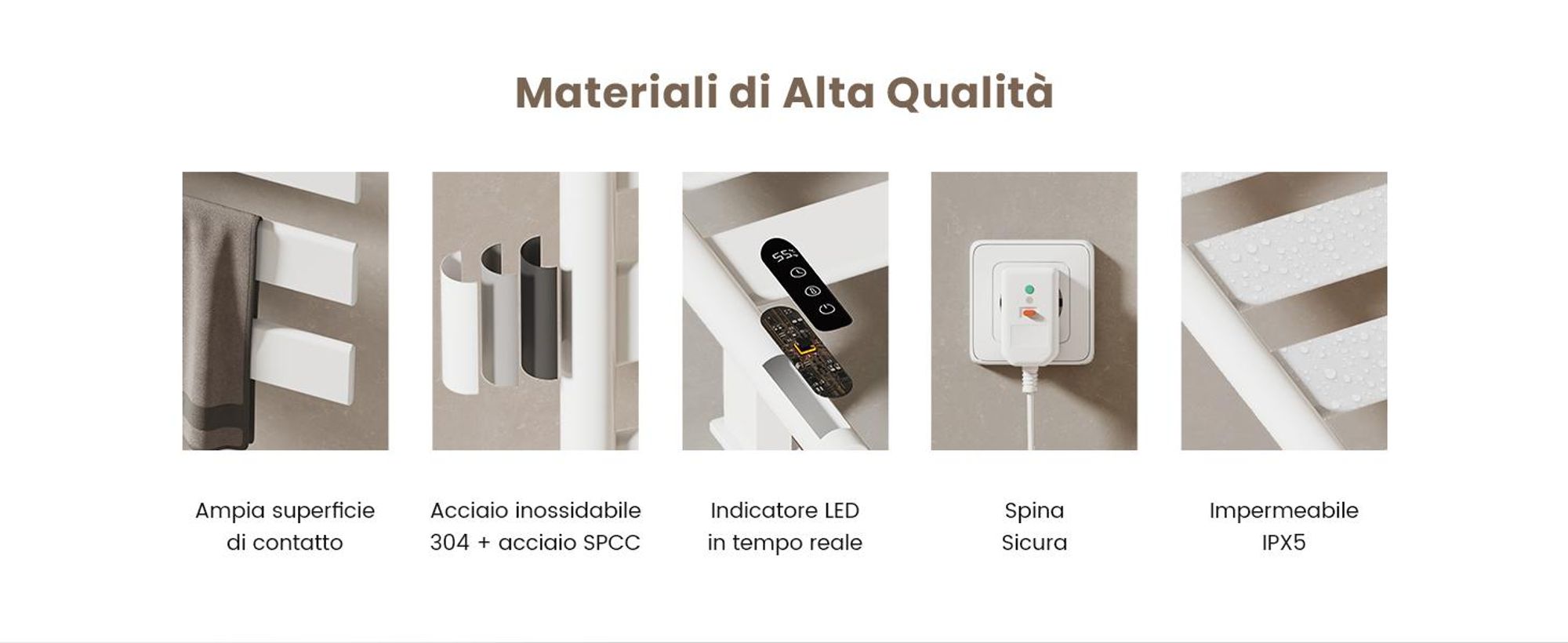 EMKE Scaldasalviette Elettrico con Portasciugamani Girevole e Mensola, Termoarredo Bagno WiFi con App e Controllo Vocale, Timer, 76x45x14 cm, Bianco