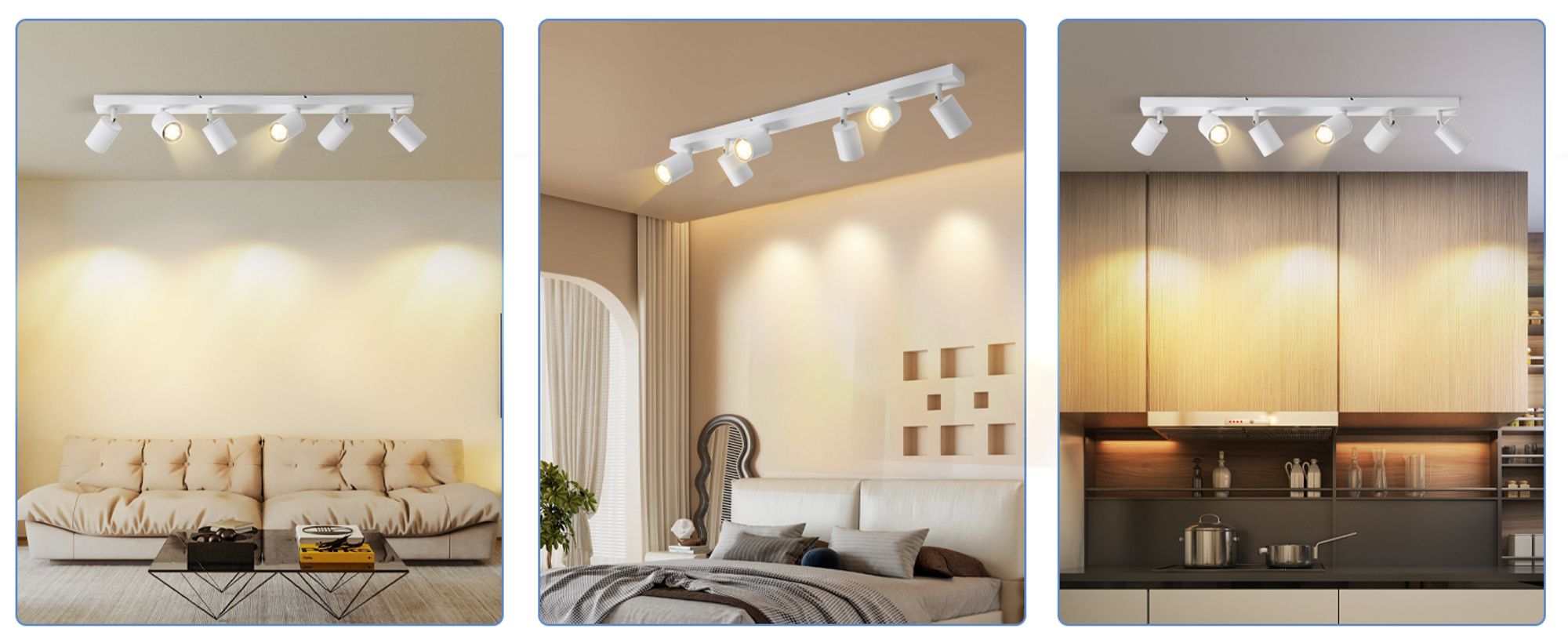 ZMH LED Deckenstrahler 6 Flammig Deckenlampe Deckenstrahler GU10 Metall Deckenspots Schwenkbar 350° Strahler für Wohnzimmer Schlafzimmer Flur Weiß