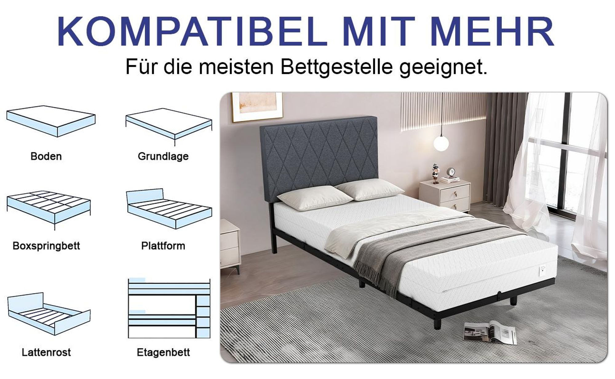 Komfortschaummatratze Wendematratze-90x200 cm/140x200 cm, Höhe 20 cm, 7 Zonen, Härtegrad 3, H3, Schaummatratze, Ergonomische Matratze