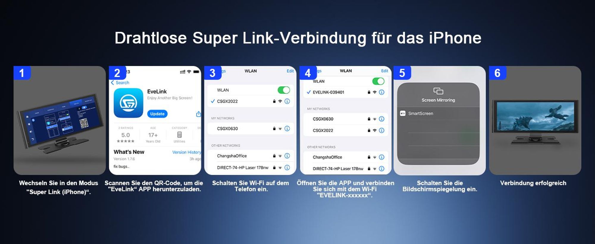 9,26" CarPlay Display für Apple CarPlay & Android Auto, Tragbarers Carplay Autoradio IP67 Rückfahrkamera  OTA-Updates GPS Bluetooth 5.0