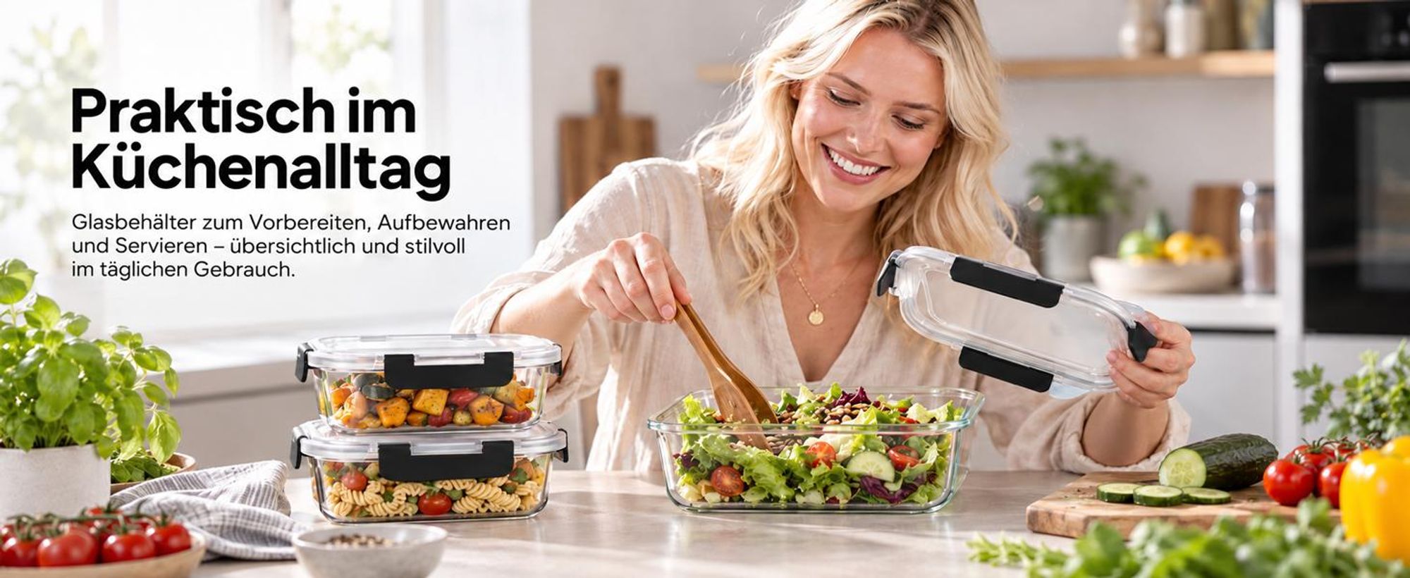 10er Set Frischhaltedosen Glas mit Deckel – 5×1040 ml + 5×370 ml, Vorratsdosen & Meal Prep Boxen, luftdicht, auslaufsicher, BPA-frei