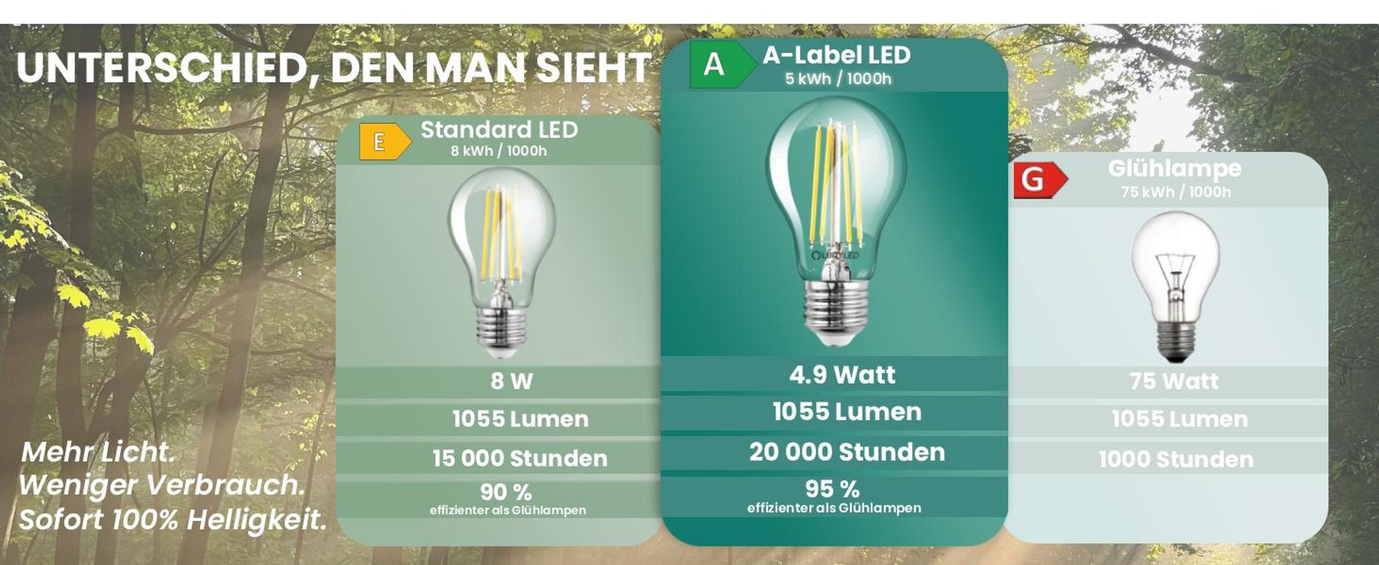 LUMILED 6er Set LED Lampe ultraeffizient A60 E27 4,9W 1055lm 2700K Filament Klar Glas 360° Ersatz für 75W Nicht Dimmbar Warmweiß für Wohnzimmer Schlafzimmer Büro Tropfenform