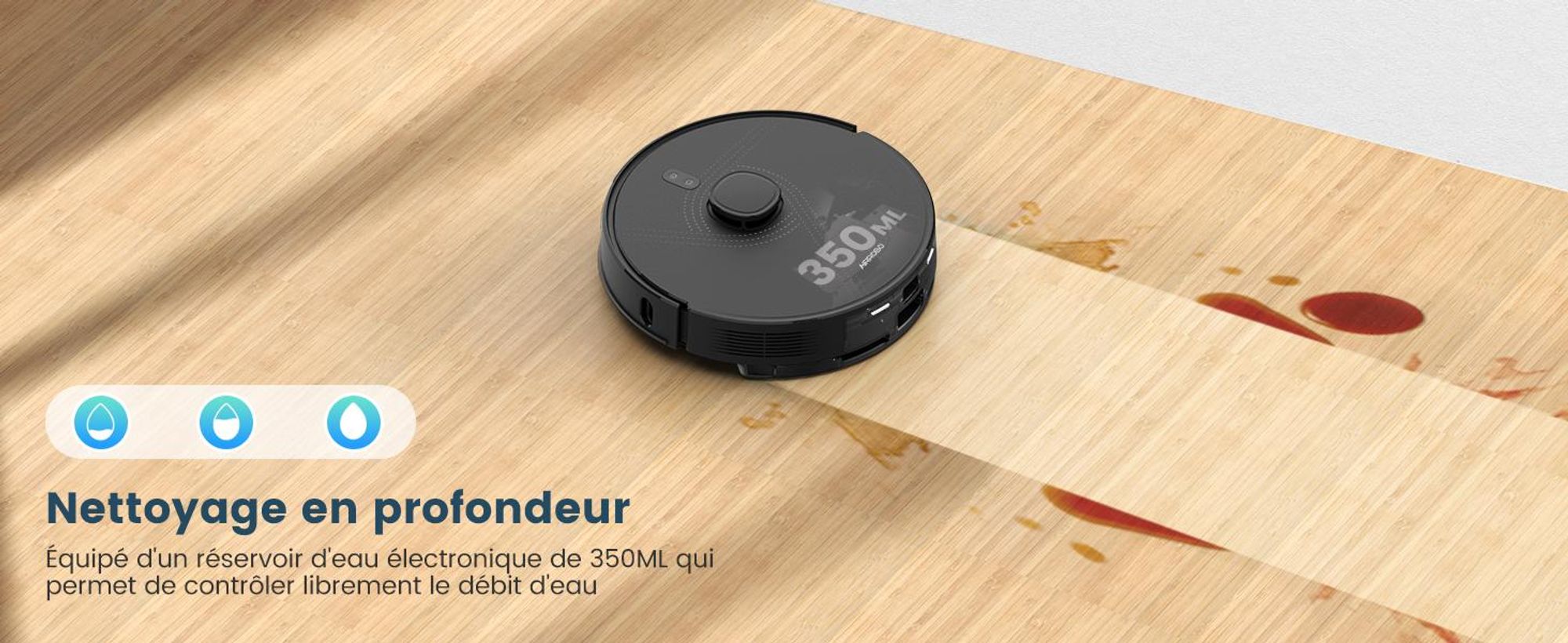 AIRROBO L40+ Robot aspirateur et balayeur avec station d'aspiration, auto-vidangeable, capacité de 60 jours, cartographie à domicile, WLAN/App/Alexa/télécommande