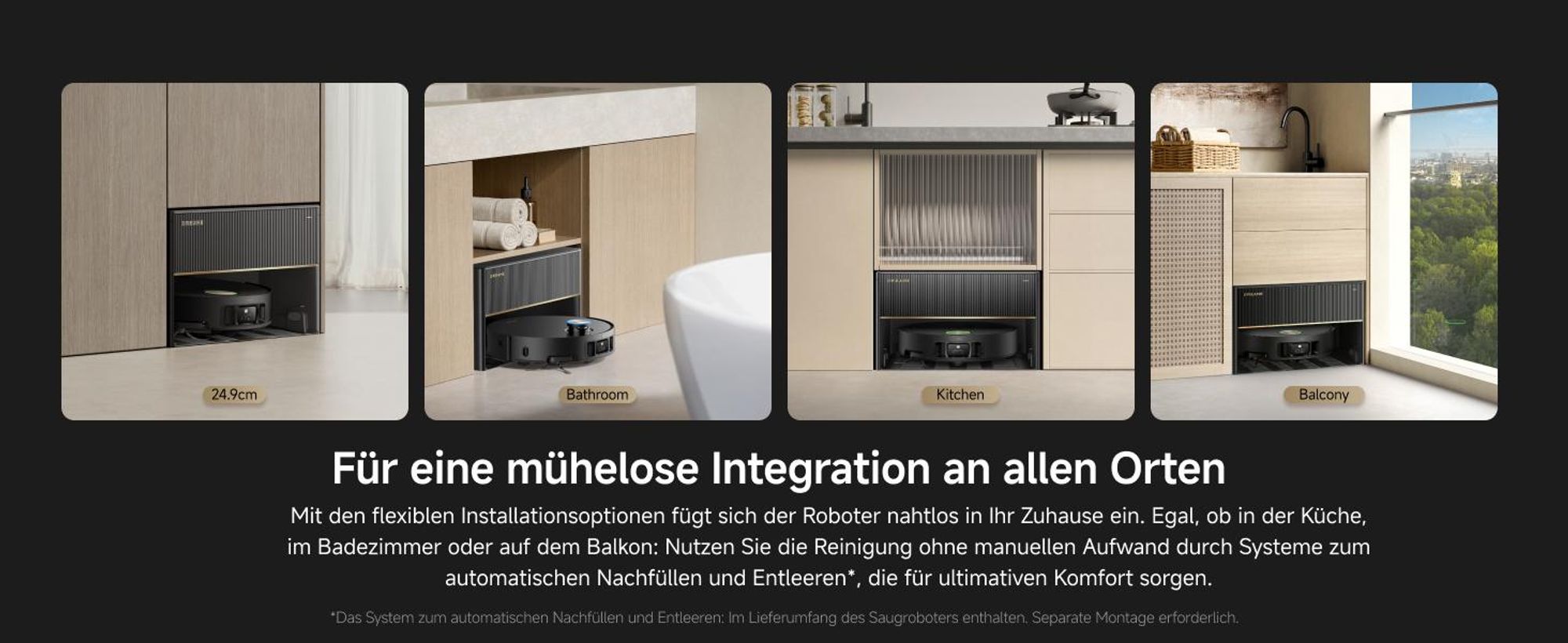 DREAME X50 Master Staubsaugerroboter mit 24,9cm Basisstation, automatisches Nachfüllen und Entleeren, Nachlaufsystem, AI Hindernisvermeidung, 20000 Pa