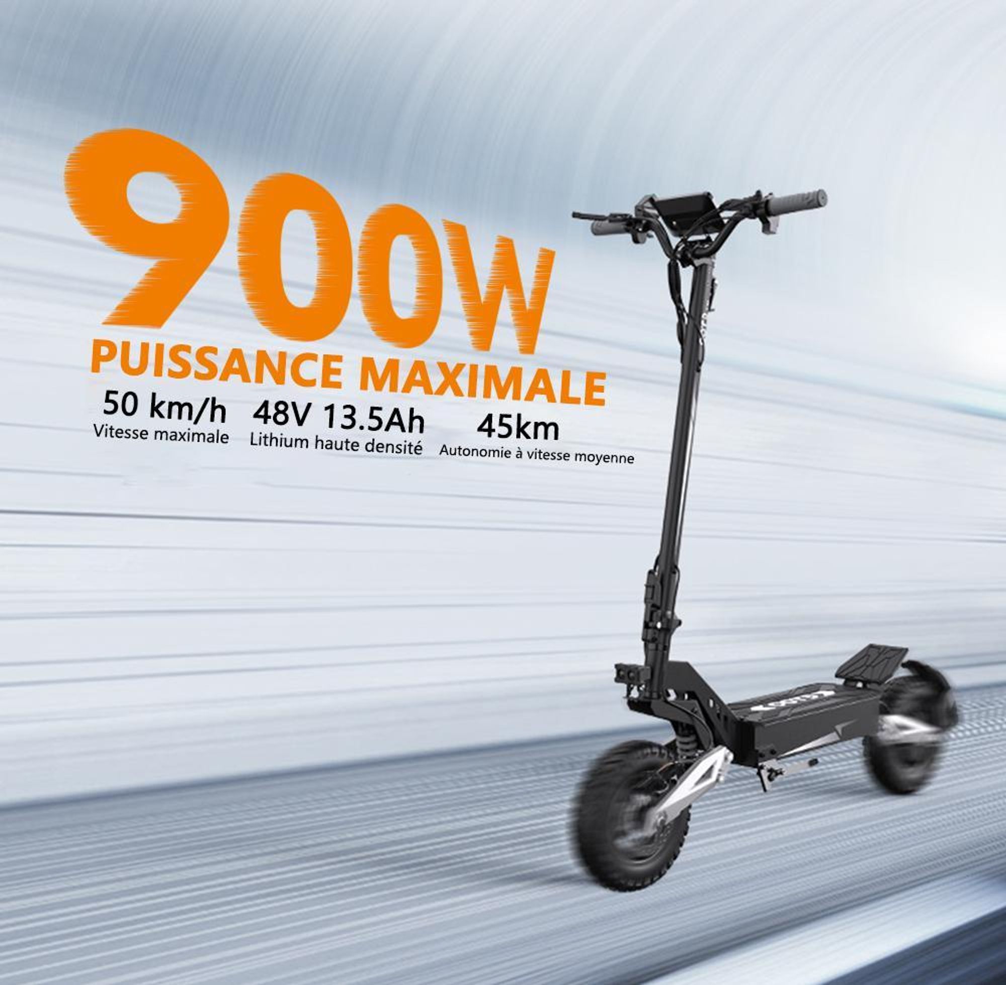 Trottinette Électrique OOTD T10 - Batterie 48V13.5AH 11" Pouces Roues Freins à Disque - Noir Gris