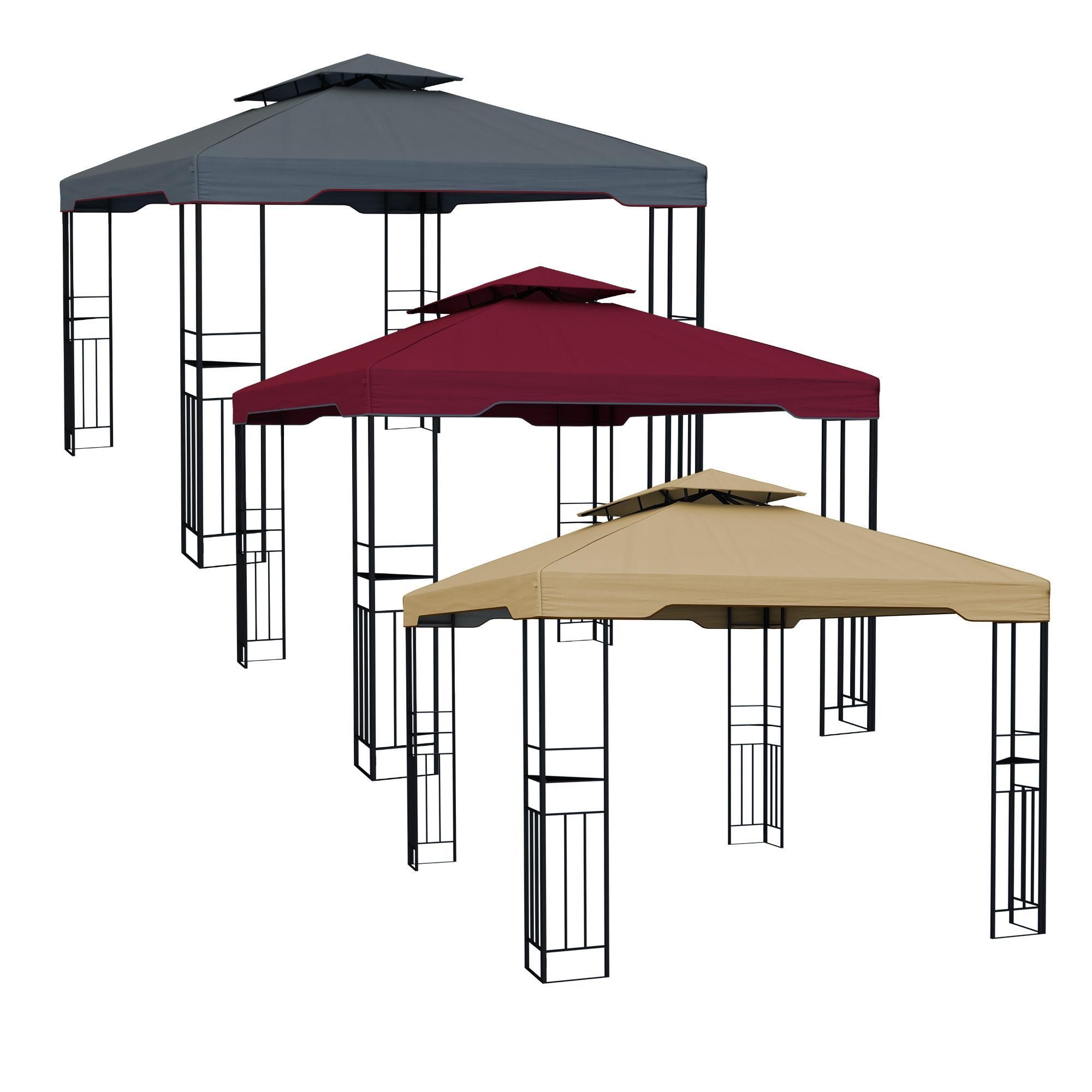 paramondo Deluxe Gartenpavillon, 4 x 3 m, beige wetterfest, UV‑Schutz 50+, doppeldach, werkzeugloser Aufbau, inkl. Spannseilen & Erdnägeln