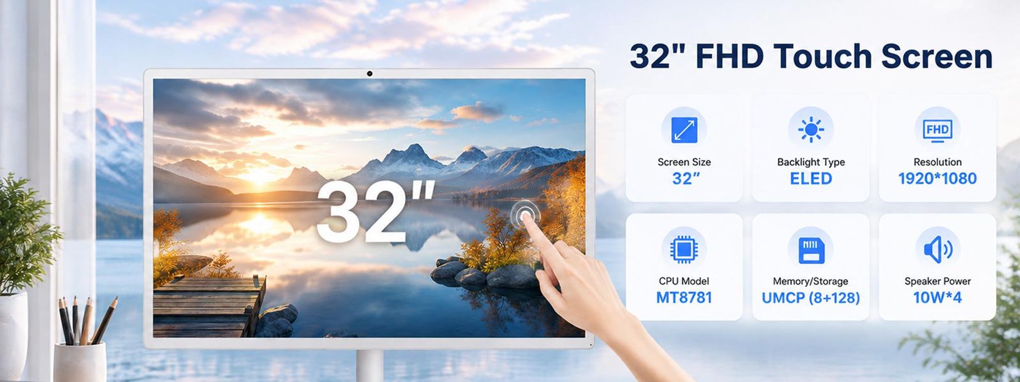 1920 × 1080 Auflösung, MT8781 Prozessor, 8 GB RAM und 128 GB Speicher.