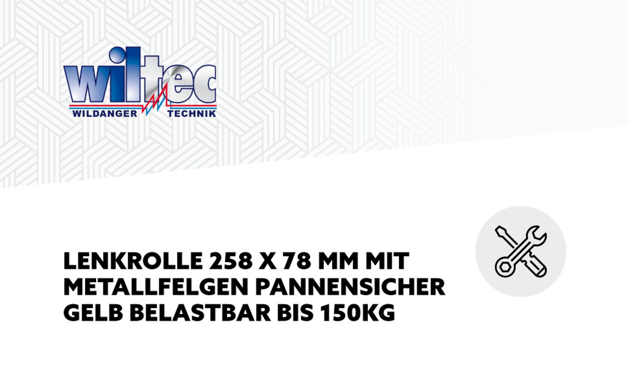 Wiltec Lenkrolle Ø258 bis 150kg mit Metallfelgen 78mm hoch pannensicher gelb belastbar, Transportrolle Möbelrolle Laufrolle Möbel-Lenkrolle