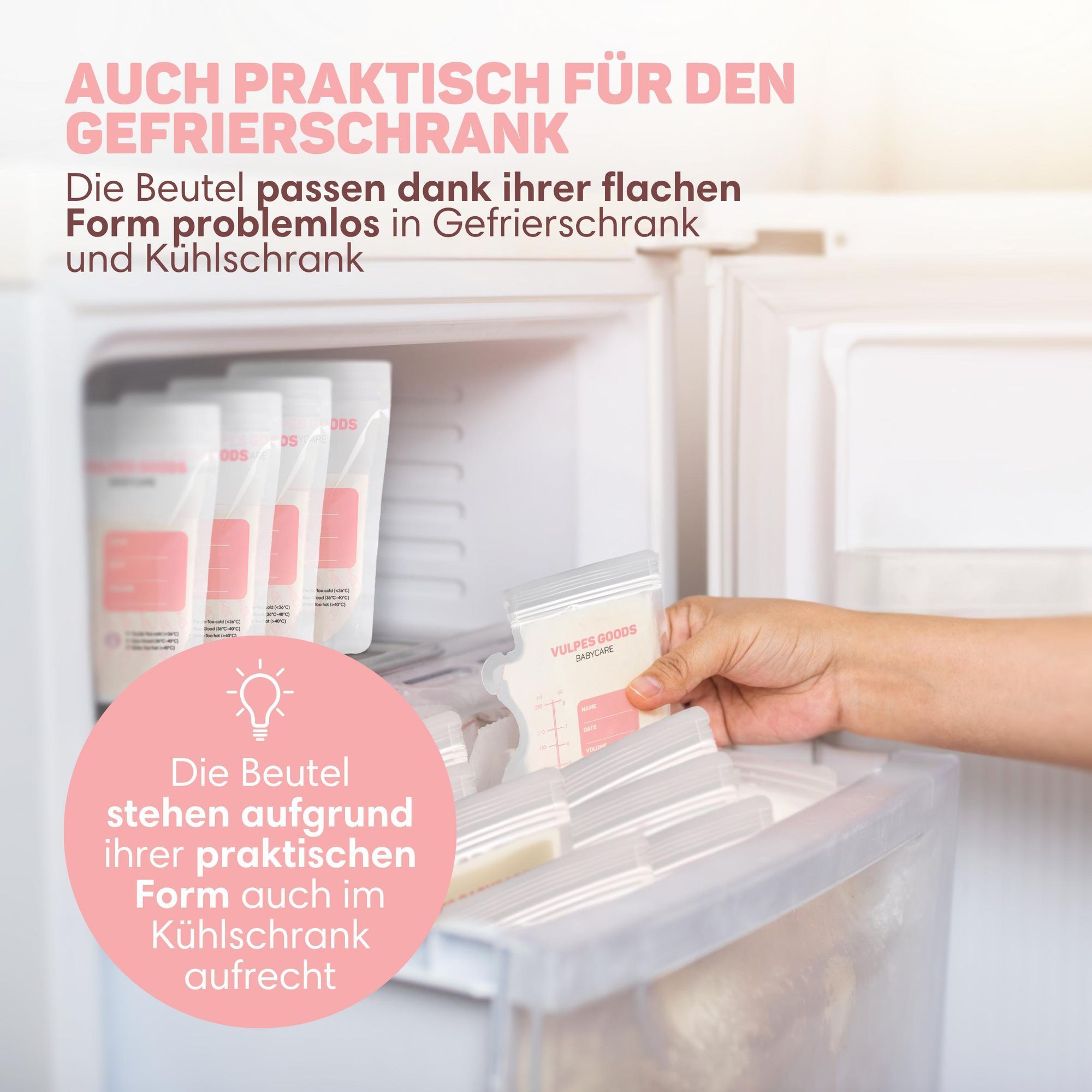 Vulpes Goods Muttermilch-Aufbewahrungsbeutel, Still-Aufbewahrungsbeutel, Mit Ausguss, Extra groß, 250 ml, 60 Stück, BPA-frei