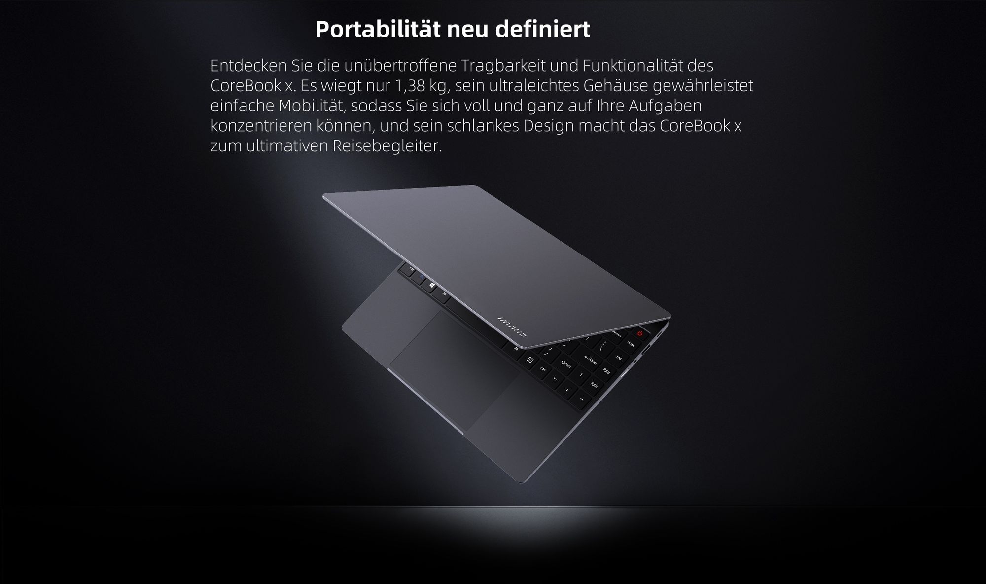 Laptop CHUWI CoreBook X - Prozessor Intel Core i3-1220P 14" Bildschirm Windows 11 16GB+512GB 4000mAh Akku - Grau
