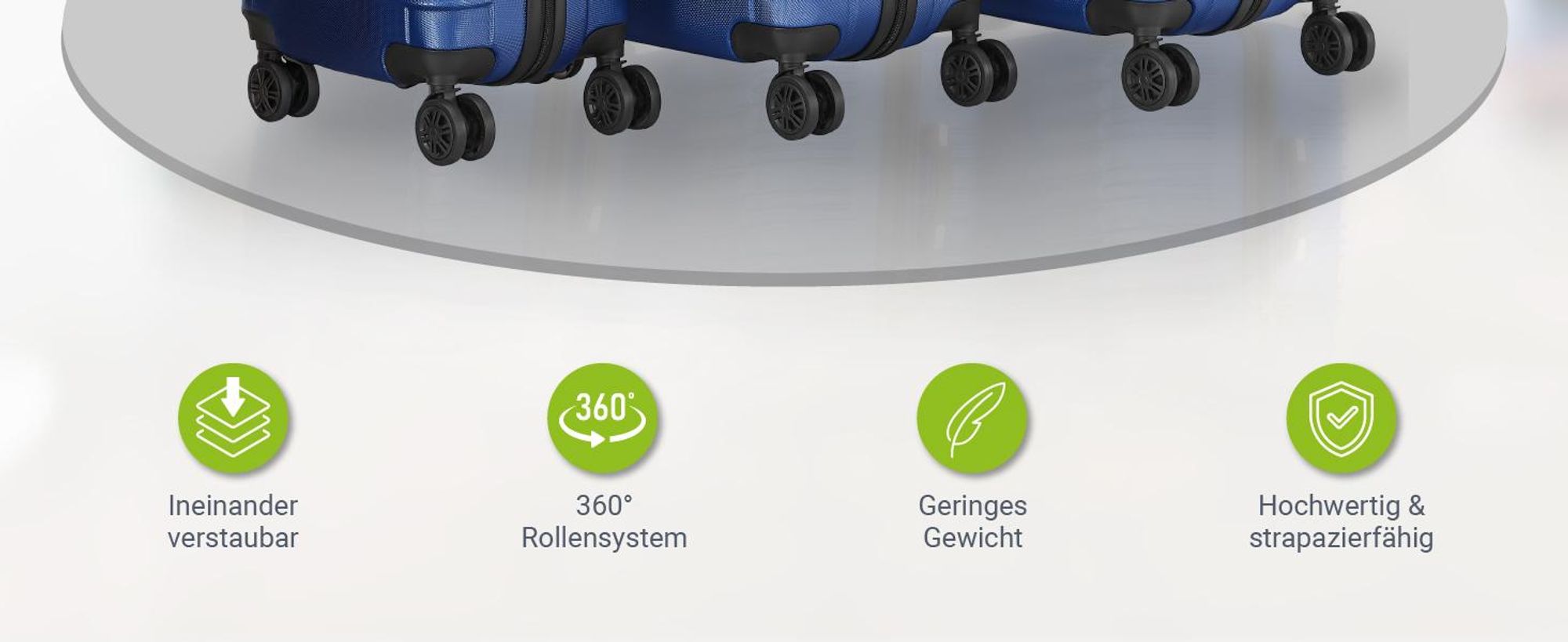 Juskys Hartschale Kofferset Reisekoffer 3 teilig - Zahlenschloss, geräuscharme 360° Rollen groß, Teleskopgriff, leicht - Koffer in Blau