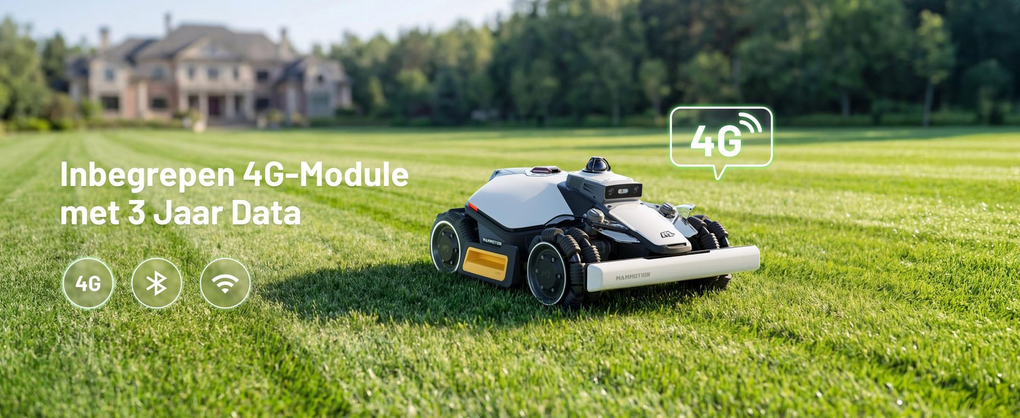 Robotmaaier Mammotion LUBA Mini 2 AWD 1500, met garage en wasstandaard, zonder kabel, voor 1500 m², kanten maaien, hellingen 80%, auto-kartering, APP