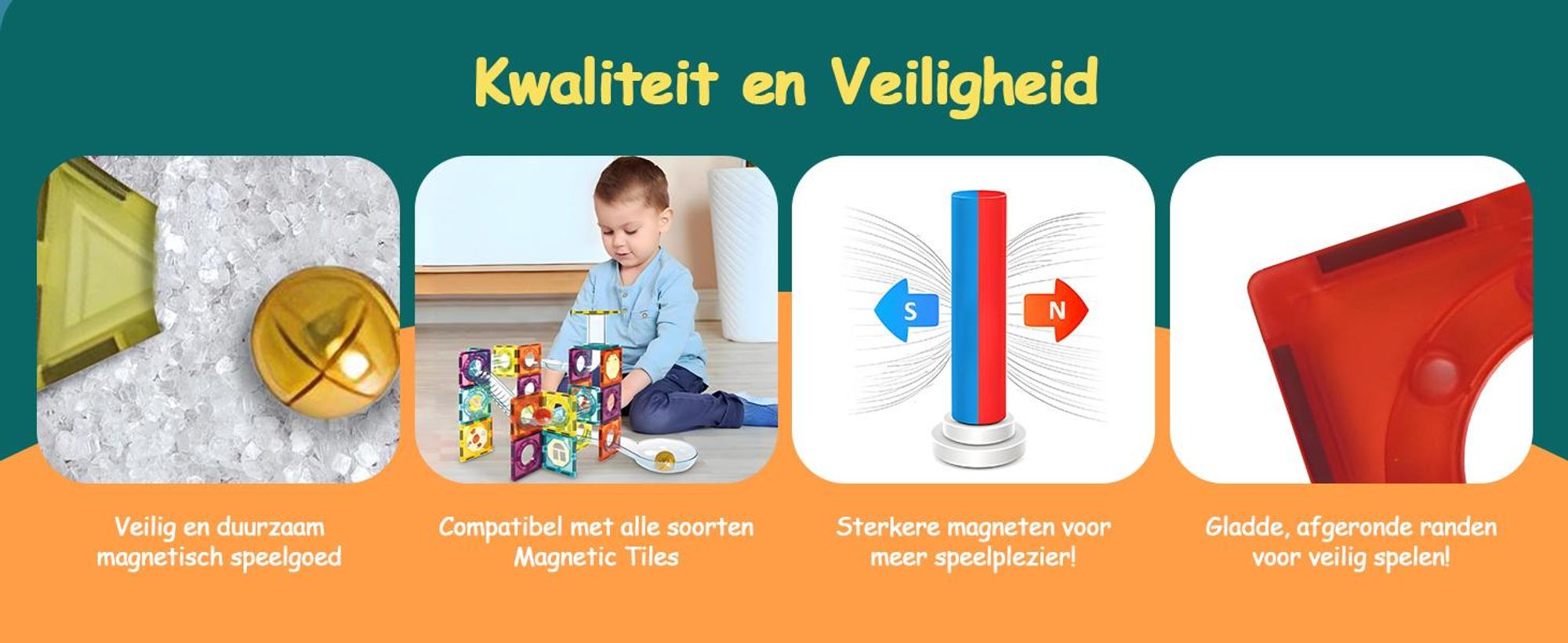 Olvy Magnetische Bouwstenen, 100 stuks – Magnetische knikkerbaan en constructiespeelgoed voor kinderen, geschikt voor STEM- en Montessori-methoden, compatibel met Magna en Connetix