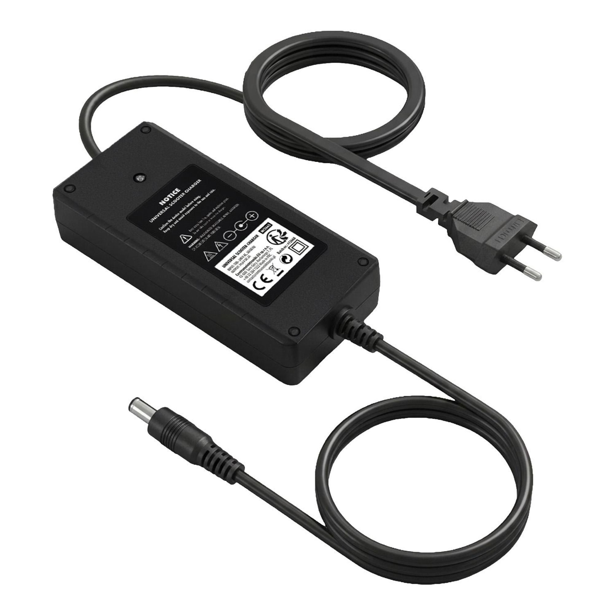 Universelles Ladegerät / Netzteil für E-Scooter 54,6 V DC 2 A, max. 110 W Schnellladung 6 Stecker MCE665 Maclean Energy