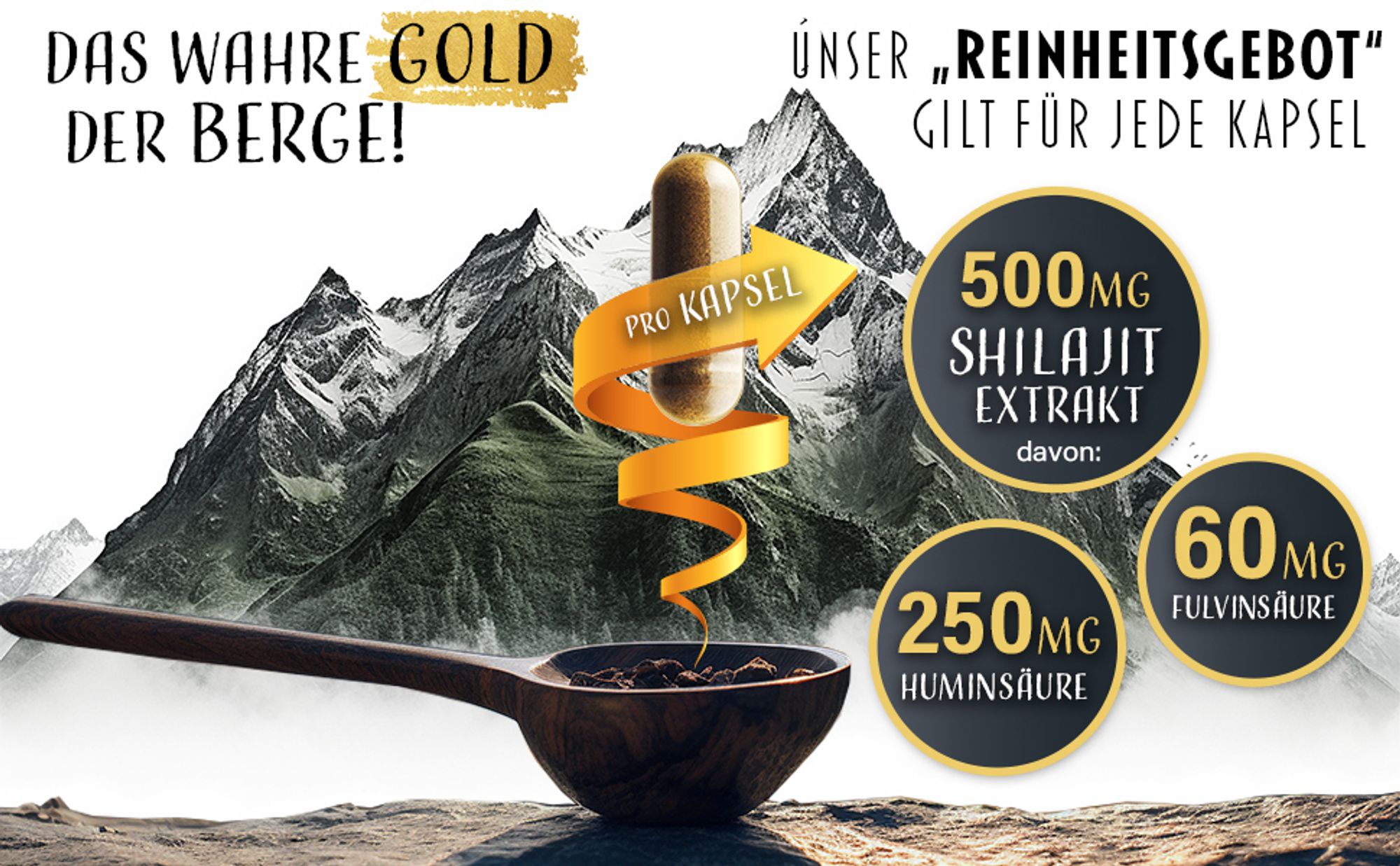 Saint Nutrition® Mumijo Shilajit 1000mg hochdosiert – das schwarze Gold des Himalaya – Energiebooster – Stärkung des Immunsystems - Muskelaufbau