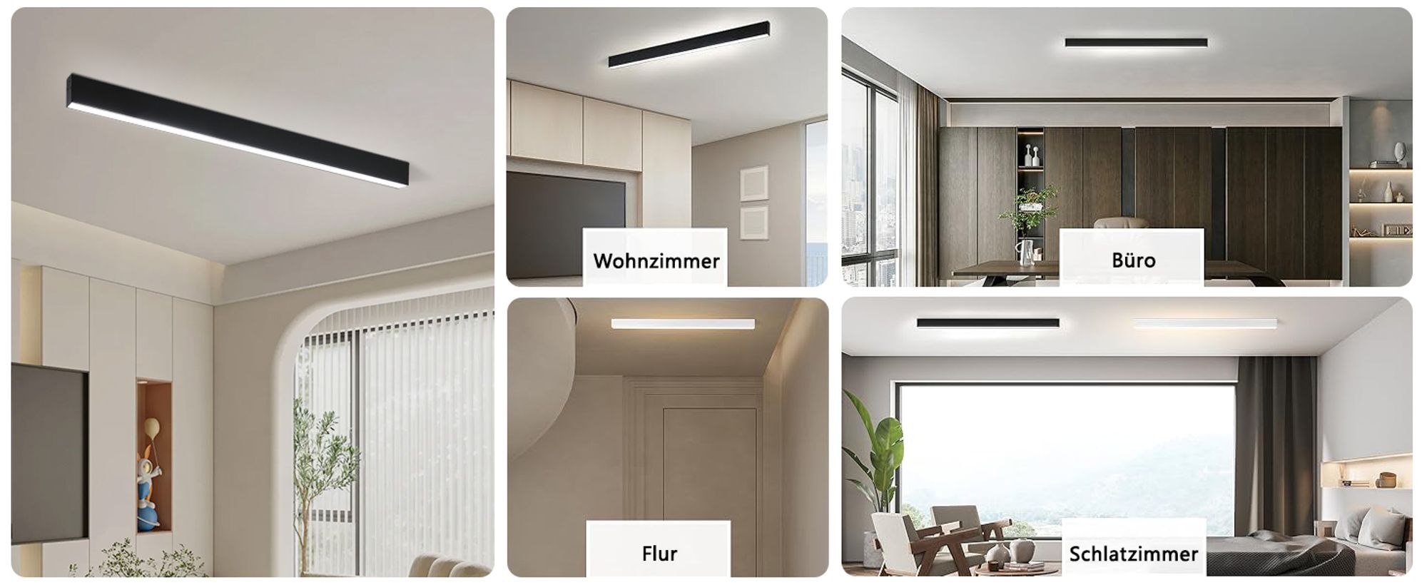 ZMH LED Deckenleuchte Wohnzimmer Deckenlampe 25W Modern Schwarz Deckenbeleuchtung 80CM Dimmbar mit Fernbedienung für Schlafzimmer  Küche Büro Esszimmer