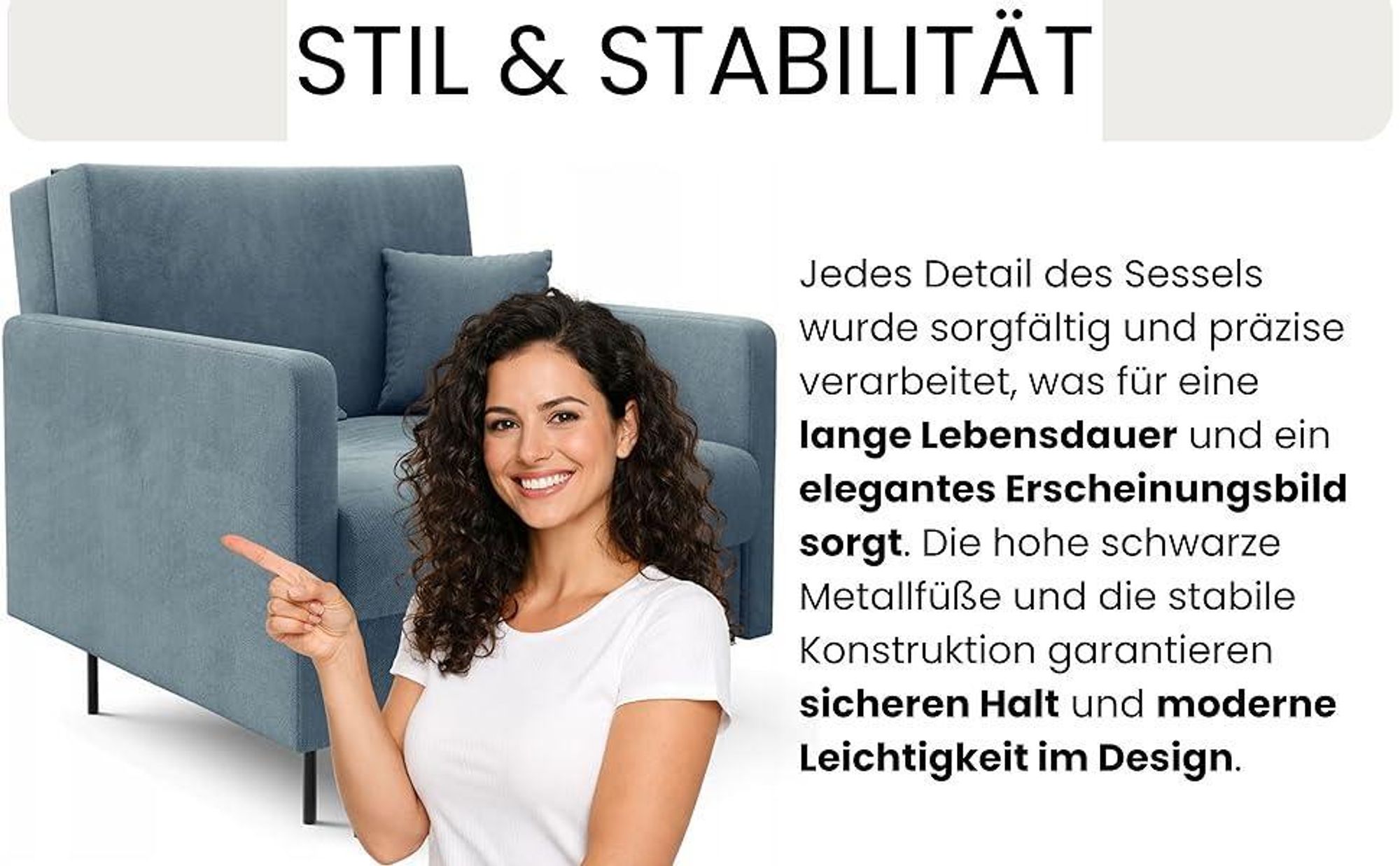 LIKMA Mara Schlafsessel 1-Sitzer 98x98x107 cm Weiß ausklappbar mit Bettfunktion 80x188 cm Sesselbett mit Stauraum und Kissen