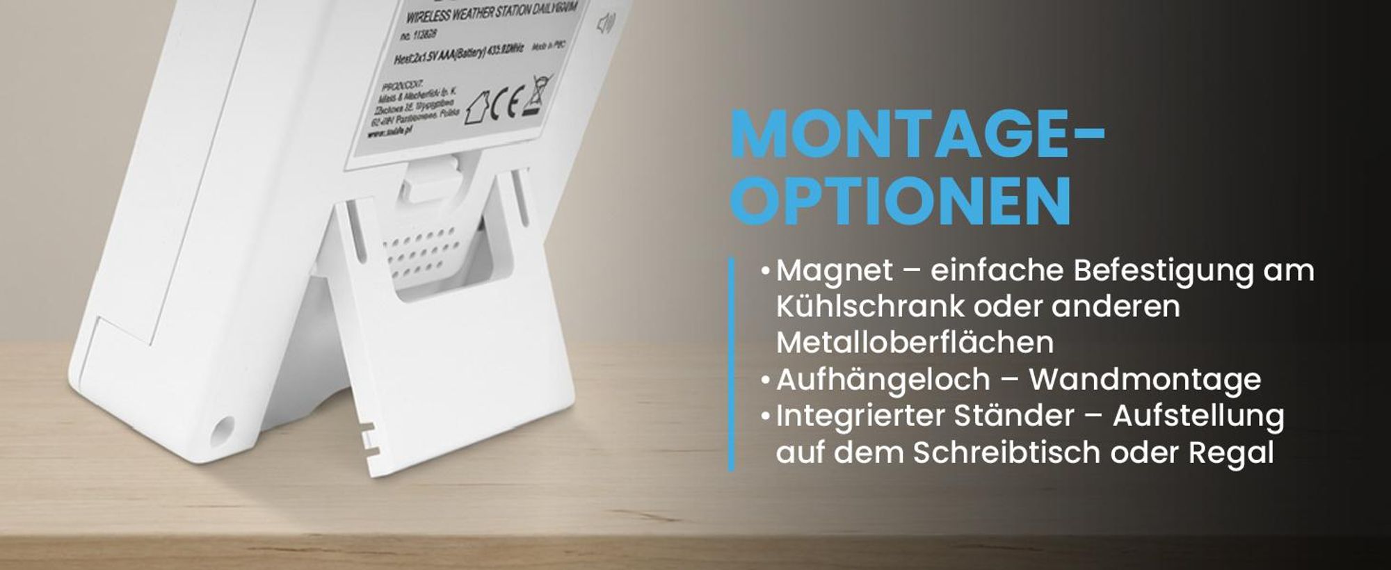 Kleine Wetterstation mit außensensor mit Thermometer Hygrometer
