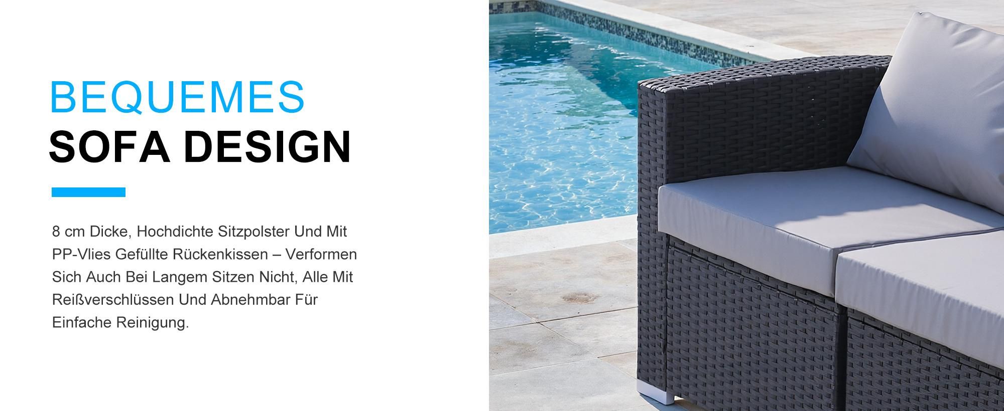 HOMAVO Gartenlounge Set 4-Personen, Inklusive Beistelltisch und Auflagenbox, mit Wasserdichte Schutzhülle, Für Garten, Balkon, Terrasse