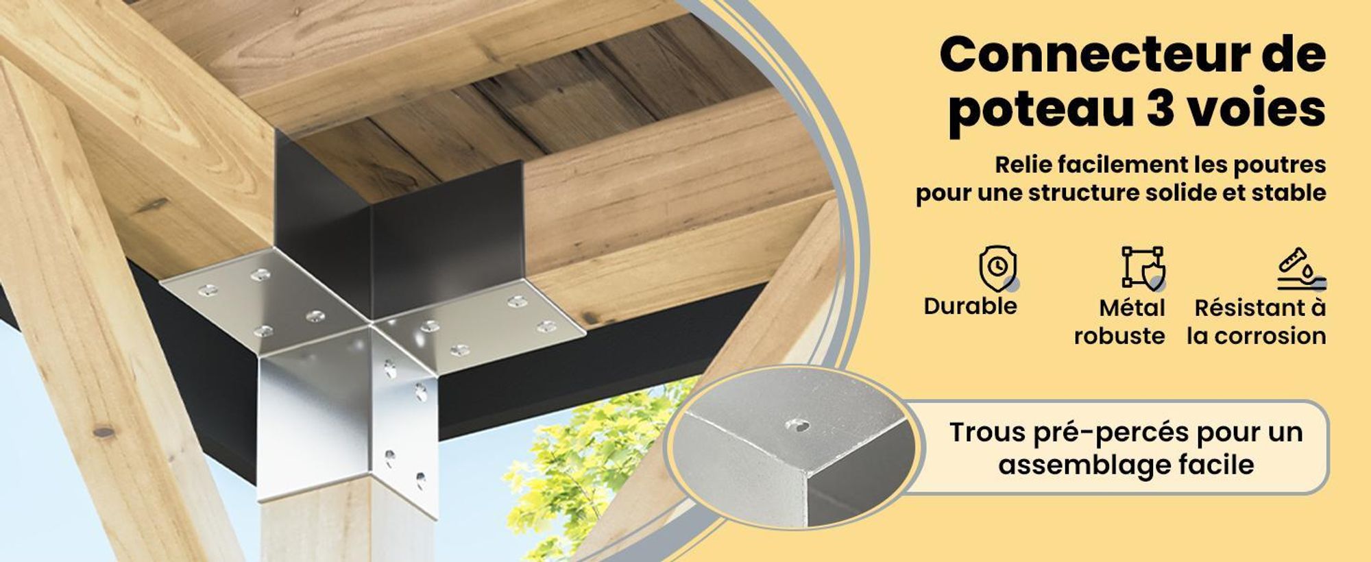vidaXL Connecteur de poteau 4 pcs. Forme Y Métal galvanisé 71 x 71 mm