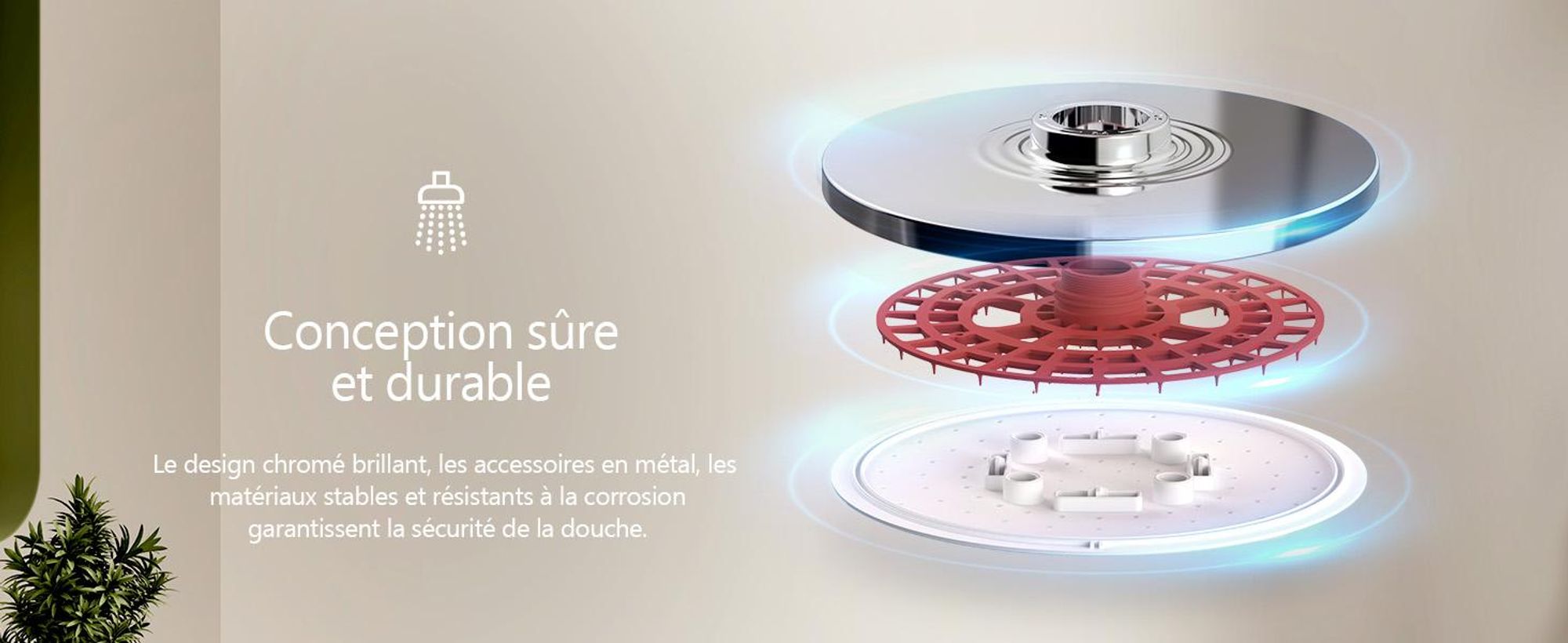 S'AFIELINA Colonne de douche sans robinetterie Système de douche avec 3 jets Douche à main et douche de tête Etagère escamotable Réglable en hauteur