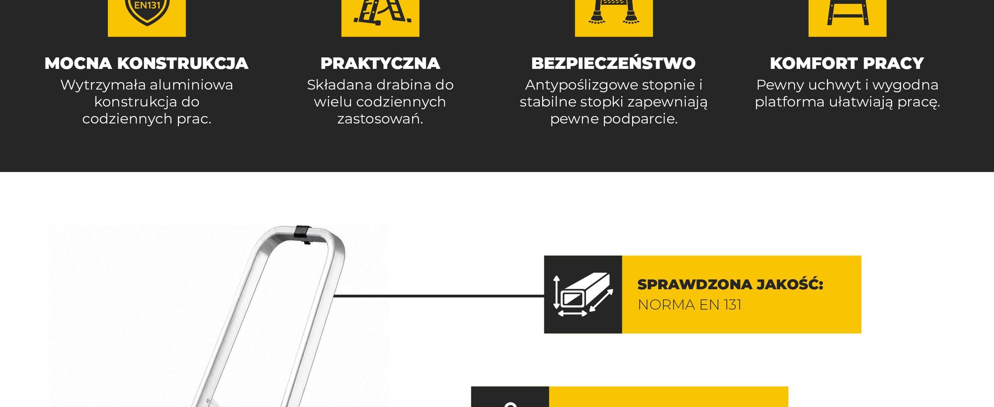 Drabest | Drabina wielofunkcyjna PRO - 3-stopniowa - schodkowa - aluminium - stabilna i bezpieczna - z hakami - nośność 150 kg
