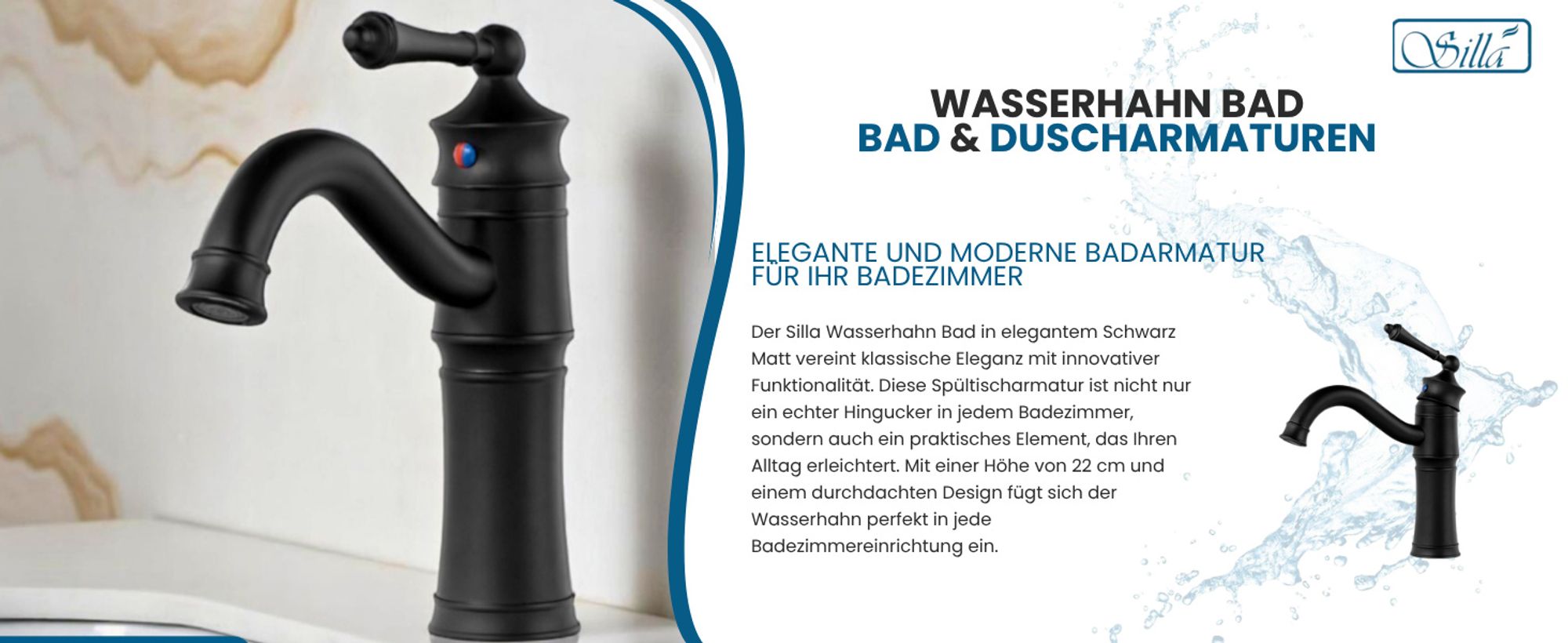 Silla, Schwarz, Armatur, Bad, Spültischarmatur, Wasserhahn Bad, Wasserhahn, Messing