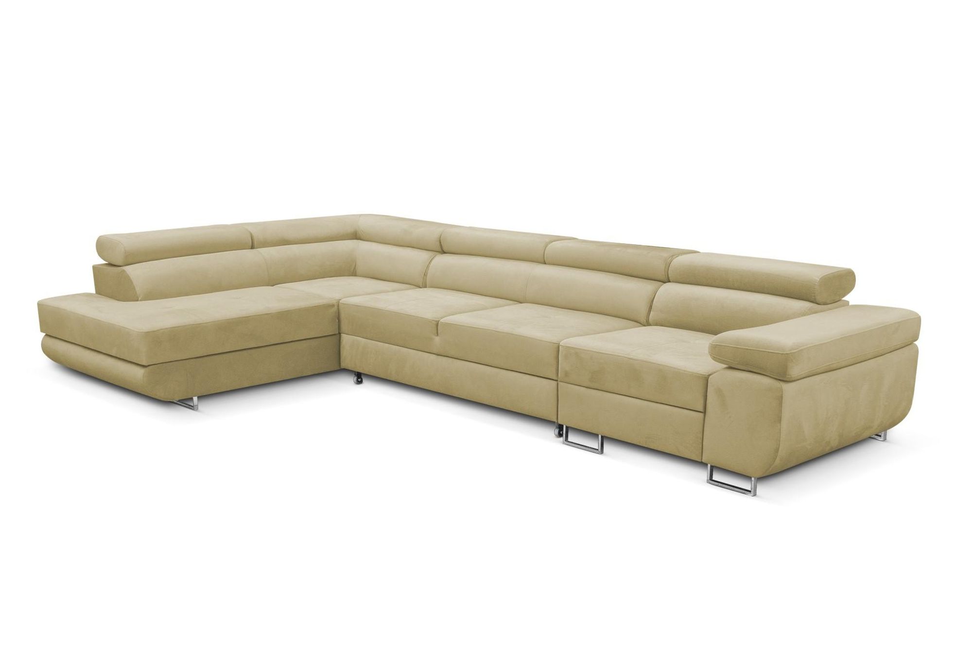 Eleganter, verlängerter Ecksofa in L-Form – ein echter Blickfang für jedes Wohnzimmer.