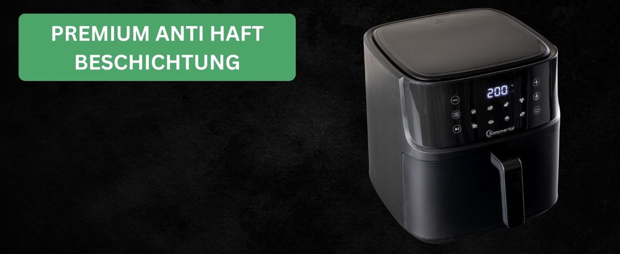 Sommertal Heißluftfritteuse HF760 - 7,6L XXL Airfryer - Touchscreen, 8 Programme, 2000 Watt, Rheinland