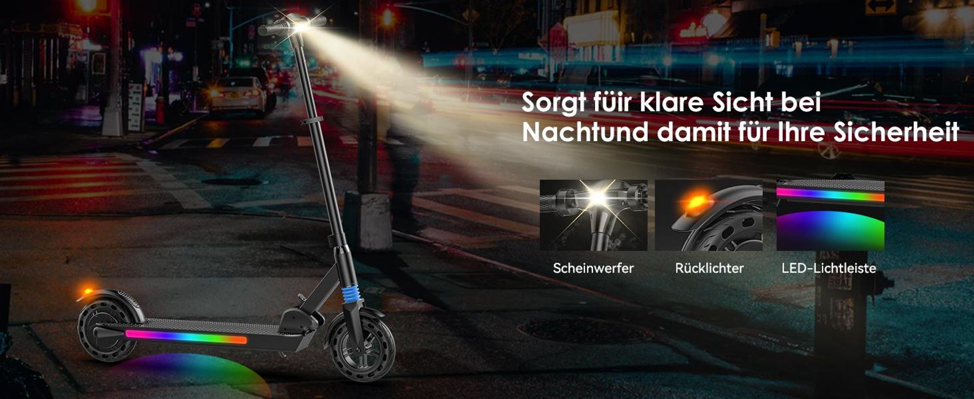 Elektroscooter Kinder Klappbar E-Scooter mit LCD-Anzeige Elektroroller APP Schwarz Kinderroller Für Kinder und Jugendliche