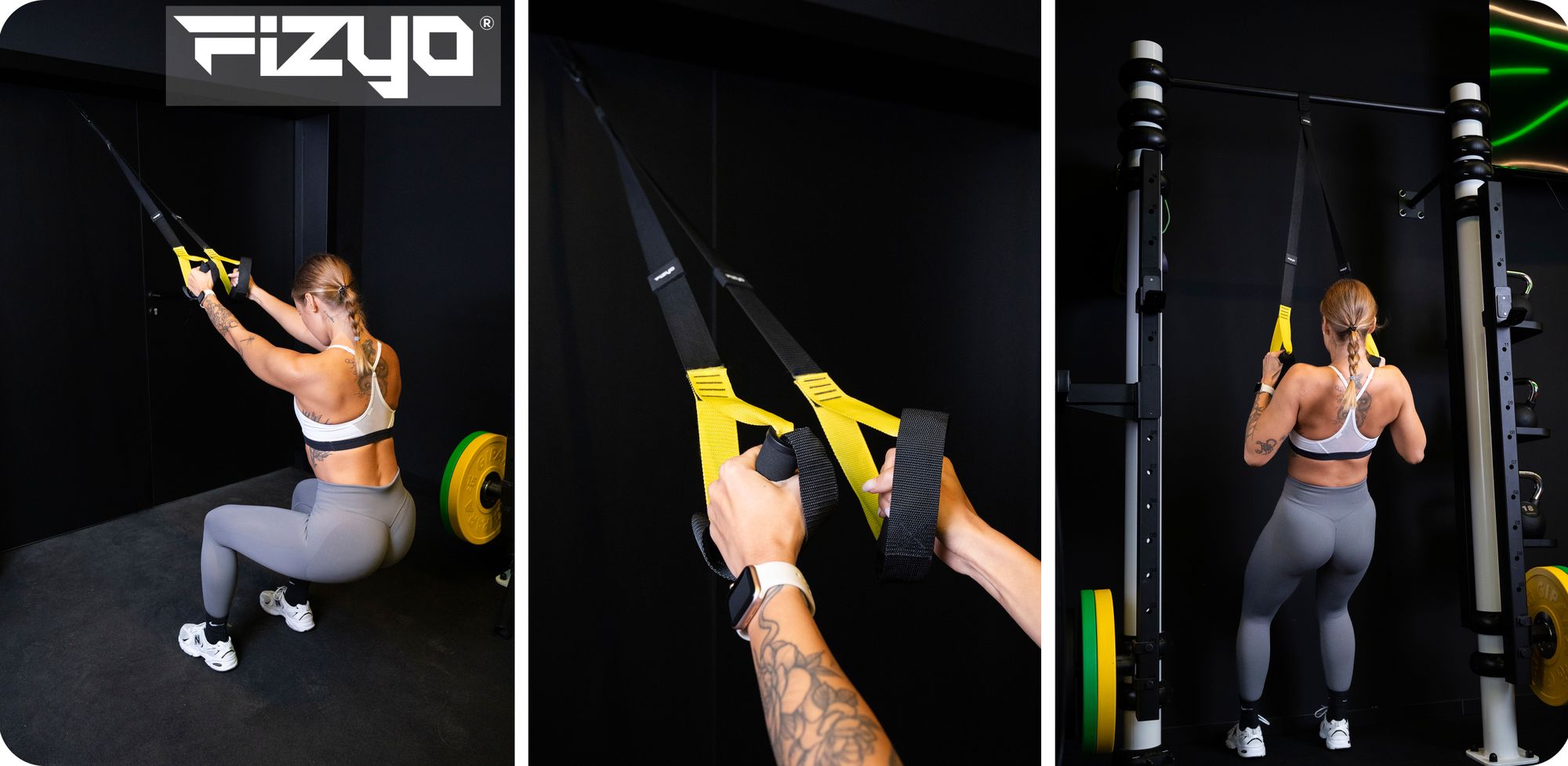 Eine Person trainiert mit TRX-Schlingentrainern.
