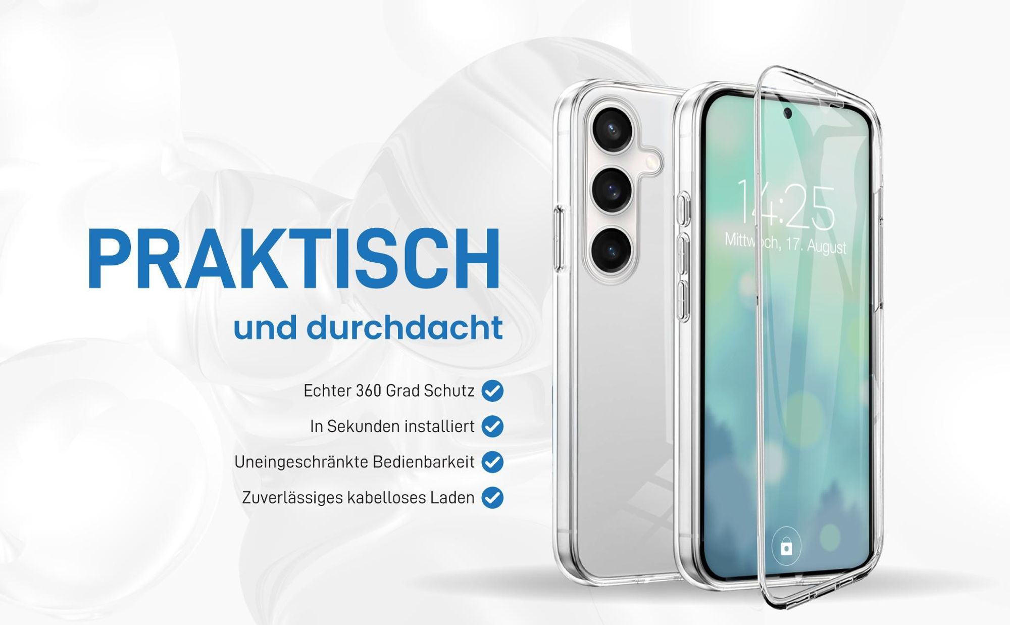 Rundum Schutz Hülle für Samsung Galaxy S25 mit Touchsensibilität
