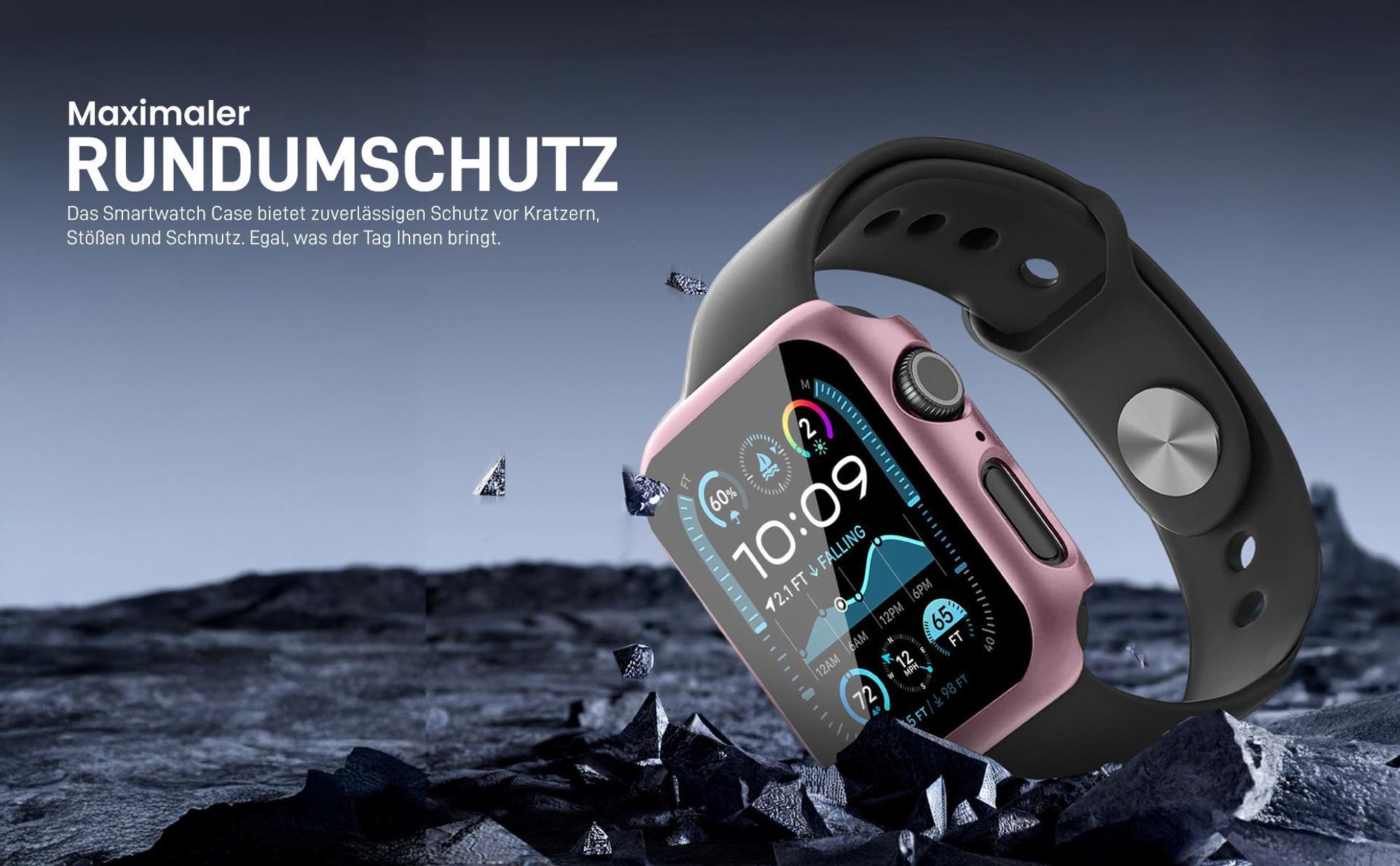 Dunkelblaues Case für Apple Watch Series 4 /5 / 6 / SE 1-3 44 mm mit Rundumschutz