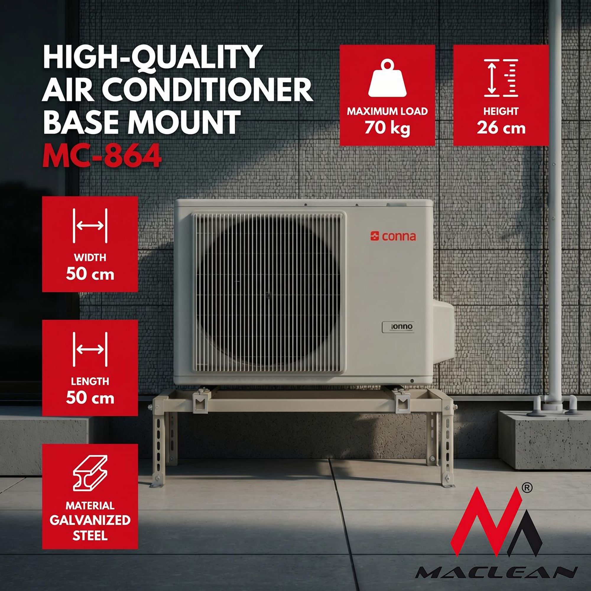 Klimaanlage Bodenständer Klimaständer Halterung 280-870mm / 230-450mm bis 70kg max 36000 BTU