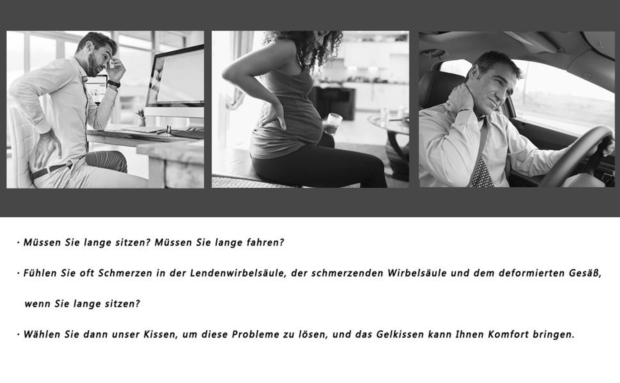 Gel Sitzkissen, Gelkissen, Orthopädisches Sitzkissen, Memory Foam Sitzkissen, Ergonomisches Sitzkissen, Linderung von Rücken- und Hüftschmerzen