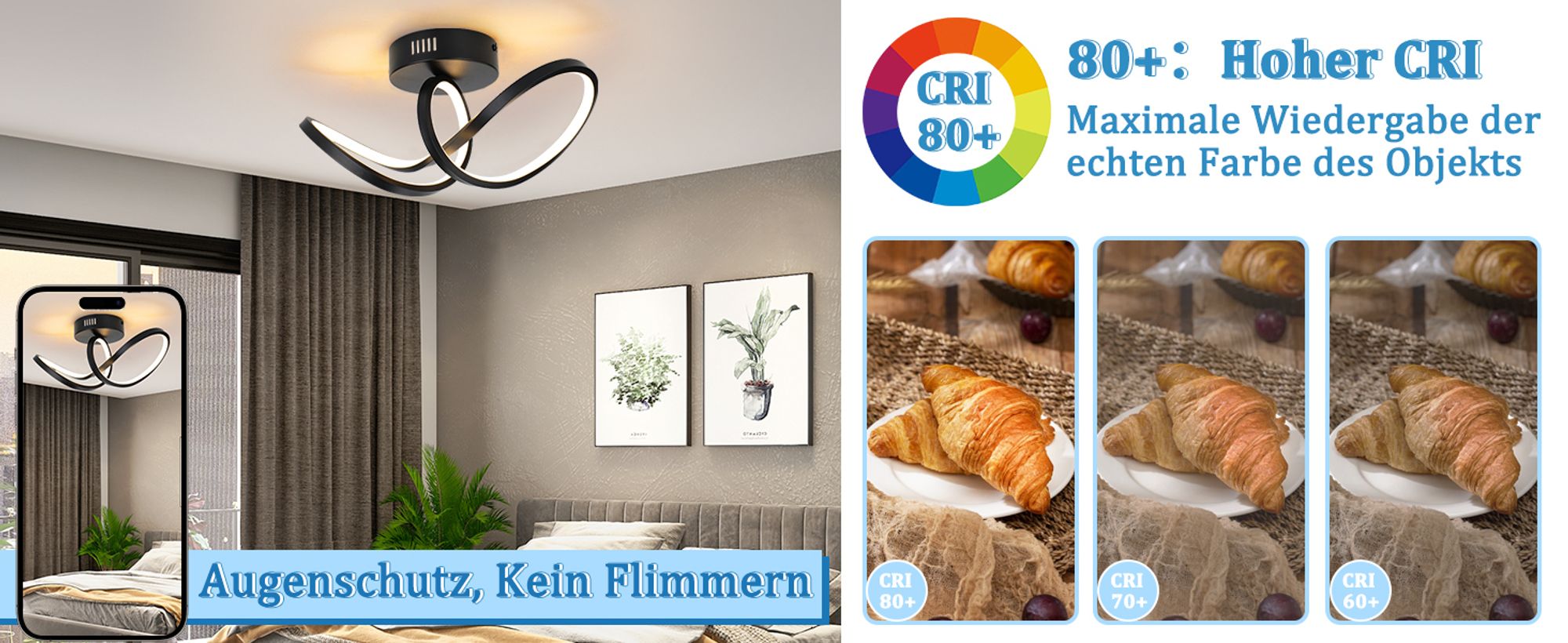 ZMH Deckenleuchte Wohnzimme Deckenlampe Schlafzimmer Modern Wohnzimmerlampe Schwarz 12W Design Küchenlampe 3000K Warmweiß Innen Deckenbeleuchtung LED