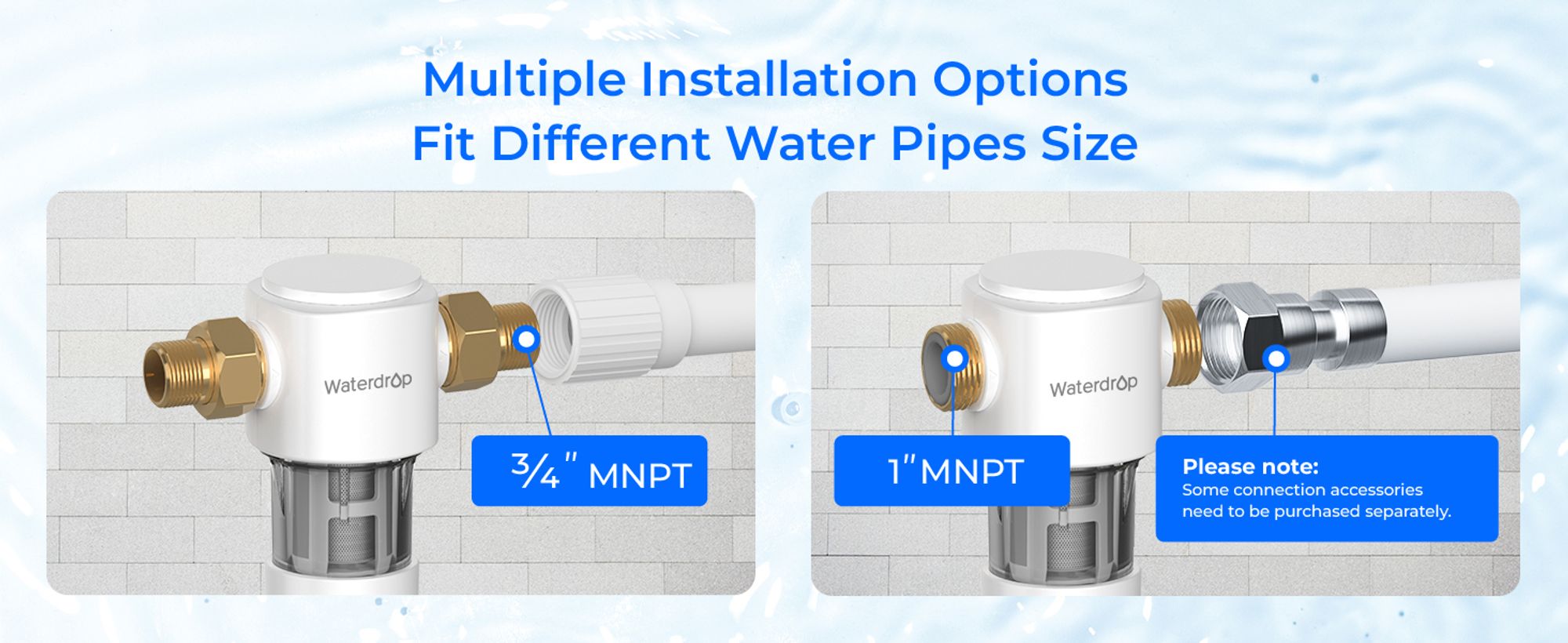 Waterdrop Spin Down Sedimentfilter, Wiederverwendbarer Sediment-Wasserfilter für Ganze Haus, 1" MNPT + 3/4" FNPT, WD-PF01