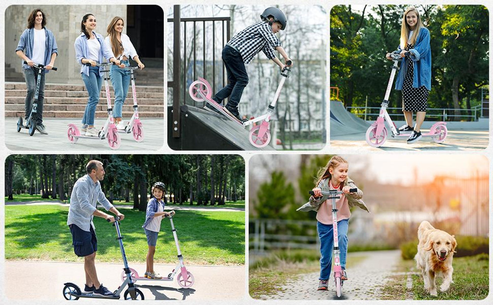 WAYPLUS Klapproller ab 6 J. bis 109 kg, 20 cm ABEC-9 Räder, 4-fach höhenverstellbarer T-Lenker, stabiler Freizeitroller für Kinder & Jugendliche