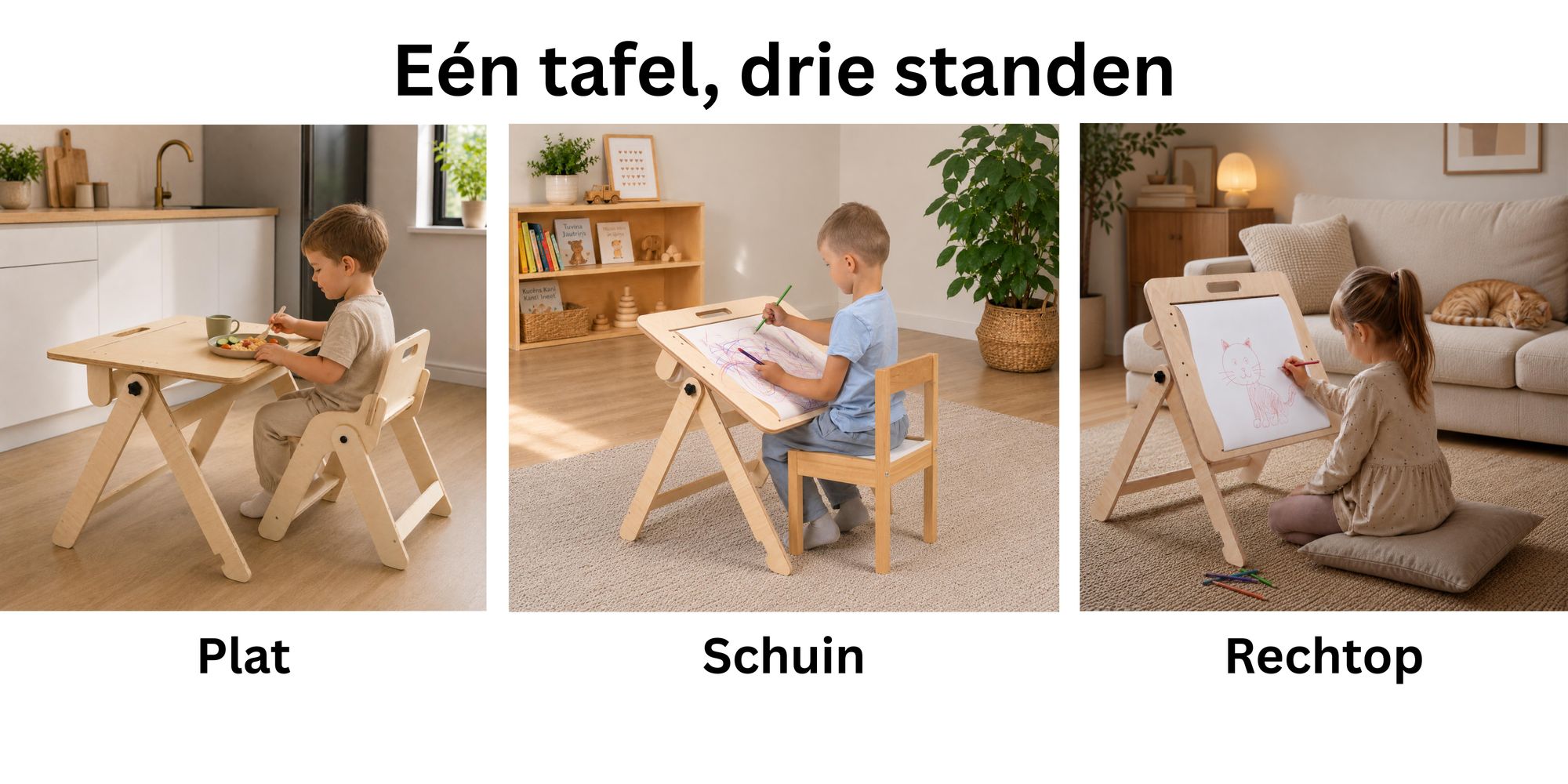 2-in-1 kindertekentafel en tekenbord met papierrol, inklapbare tekentafel voor kinderen - leg&go